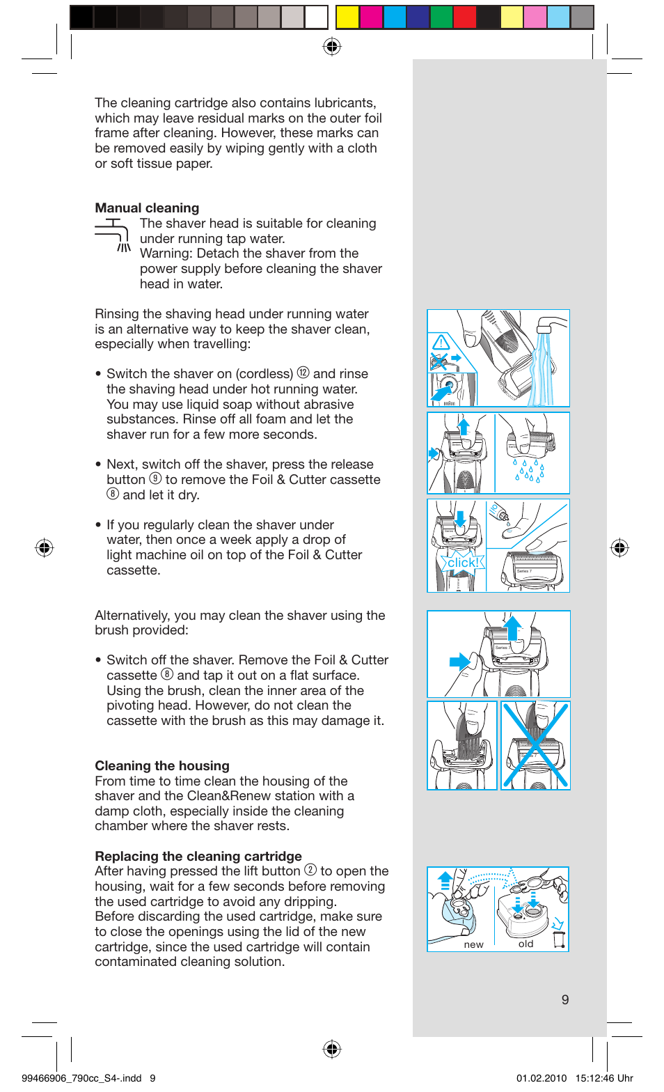 Click | Braun 790cc-3 Series 7 User Manual | Page 9 / 101