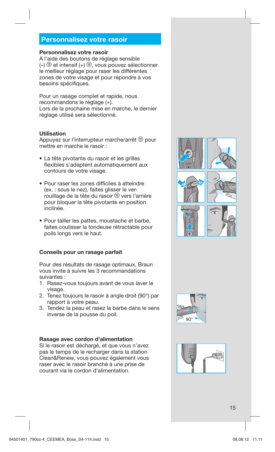 Personnalisez votre rasoir | Braun 790cc-4 Series 7  RU User Manual | Page 15 / 110