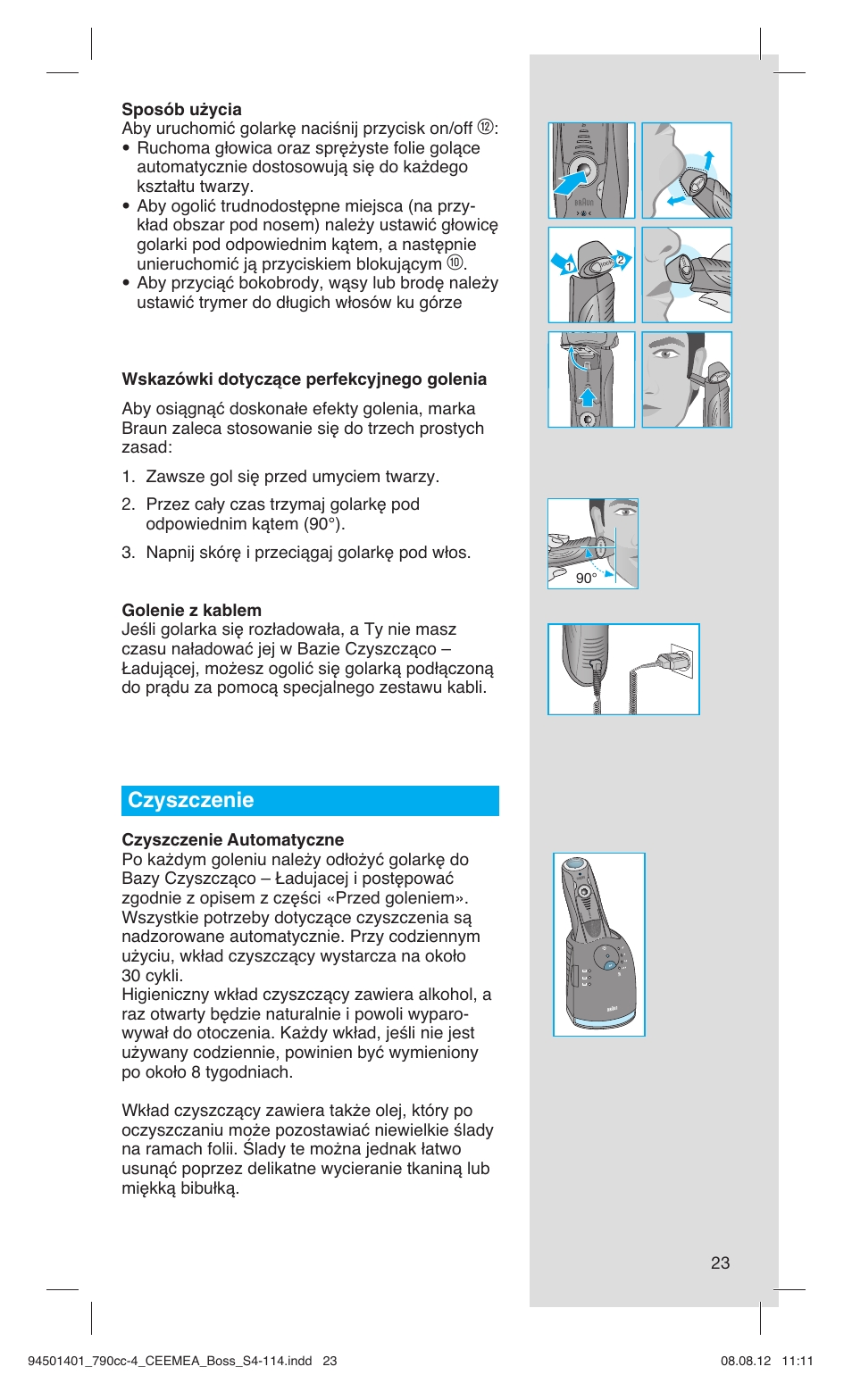 Czyszczenie | Braun 790cc-4 Series 7  RU User Manual | Page 23 / 110