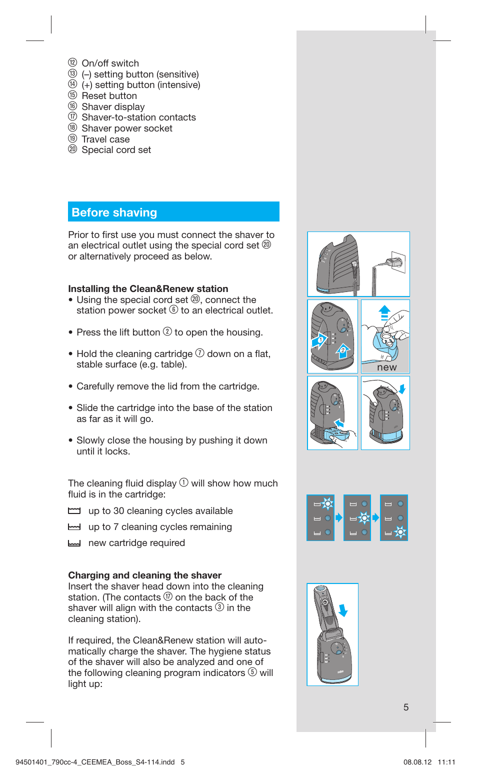 Before shaving | Braun 790cc-4 Series 7  RU User Manual | Page 5 / 110