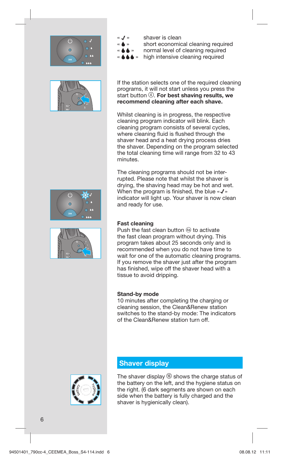Shaver display | Braun 790cc-4 Series 7  RU User Manual | Page 6 / 110