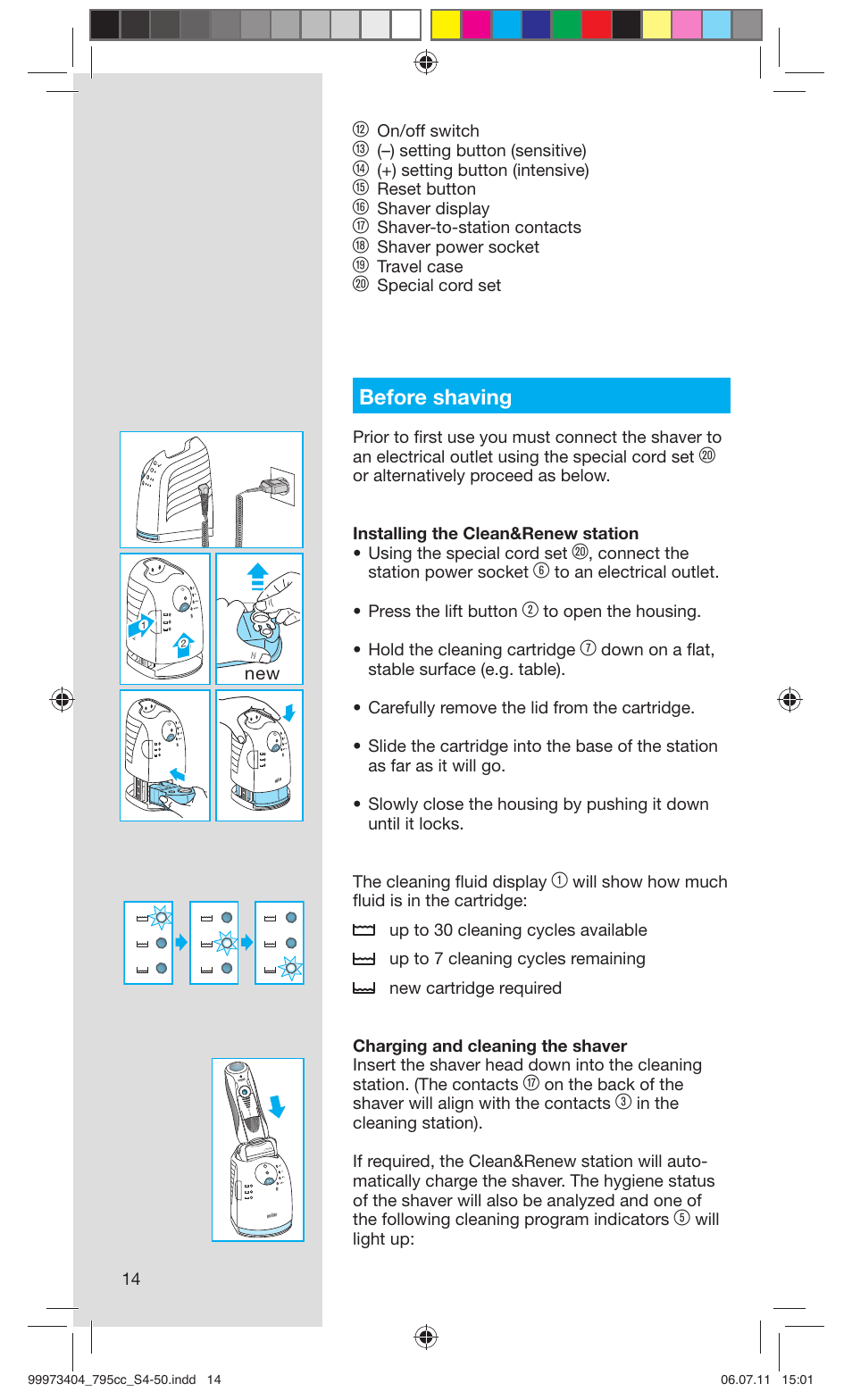 Before shaving | Braun 795cc-3 Series 7 User Manual | Page 14 / 49