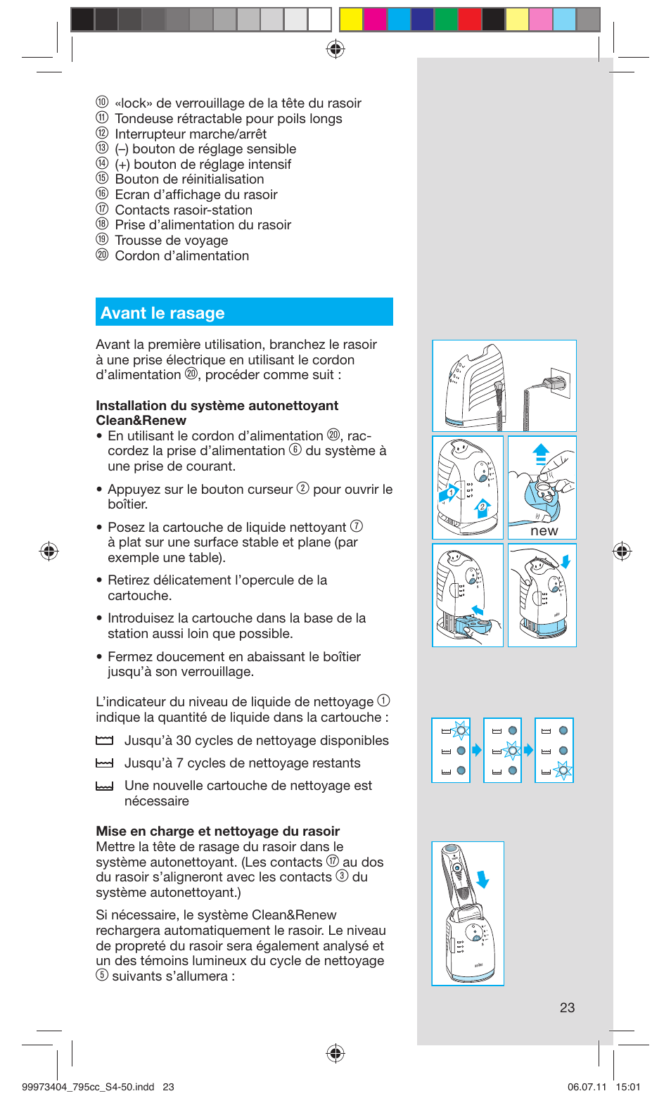 Avant le rasage | Braun 795cc-3 Series 7 User Manual | Page 23 / 49