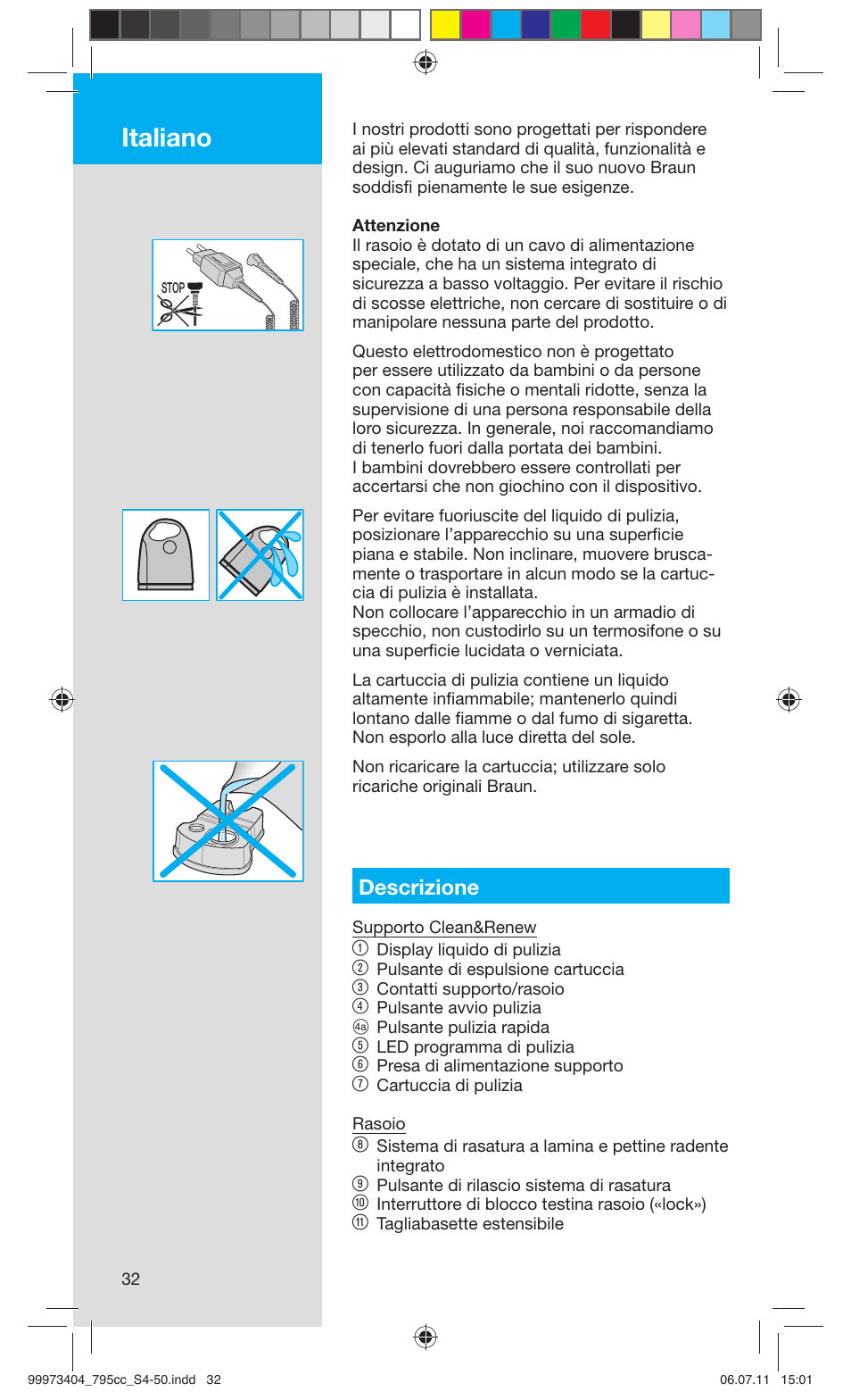 Italiano, Descrizione | Braun 795cc-3 Series 7 User Manual | Page 32 / 49