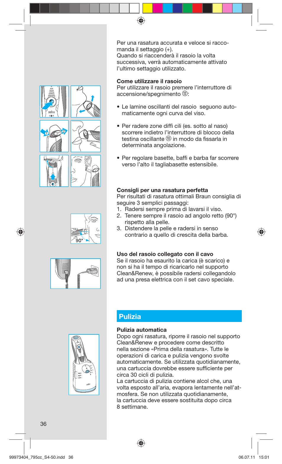 Pulizia | Braun 795cc-3 Series 7 User Manual | Page 36 / 49