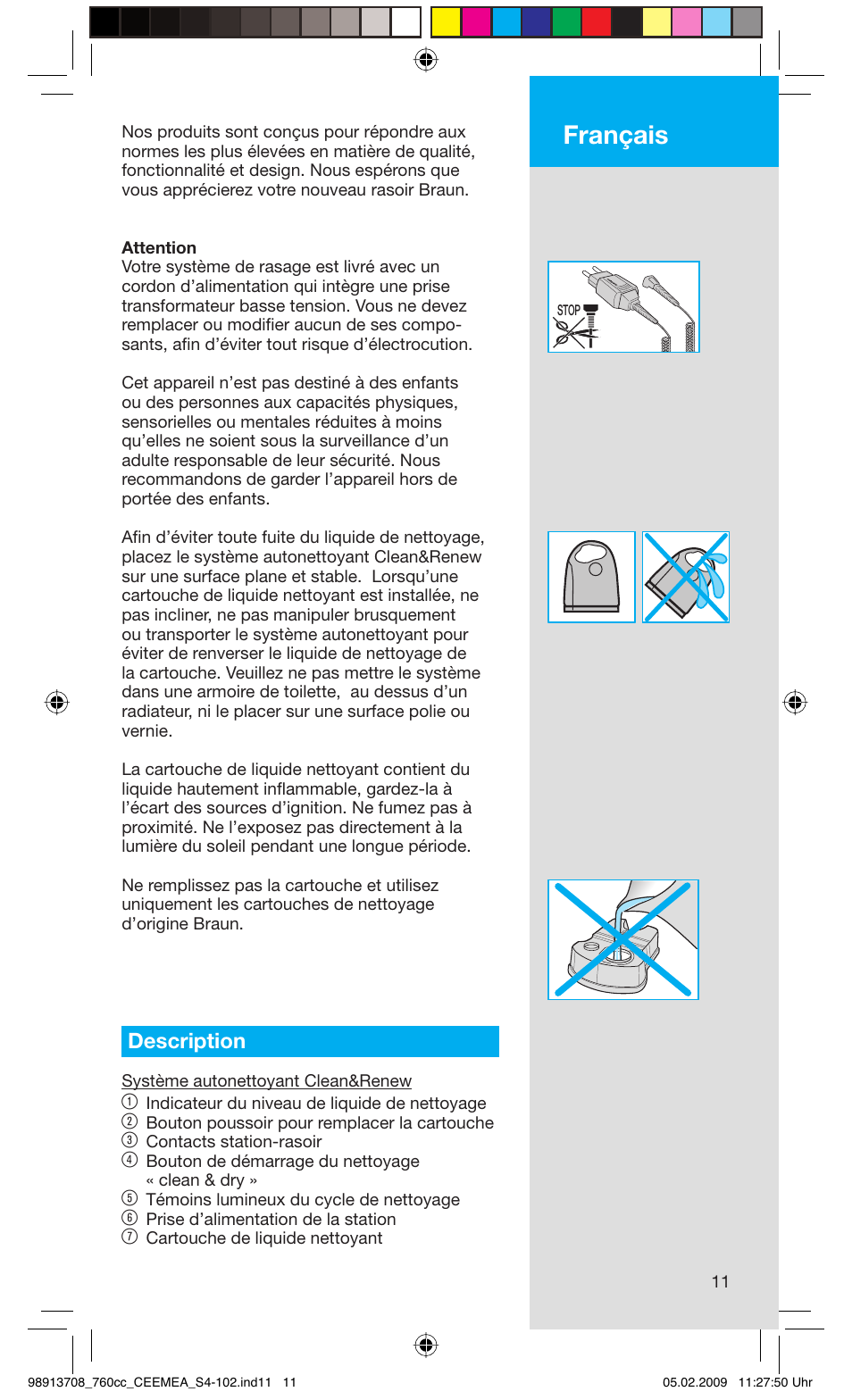 Français, Description | Braun 760cc Series 7 User Manual | Page 11 / 101