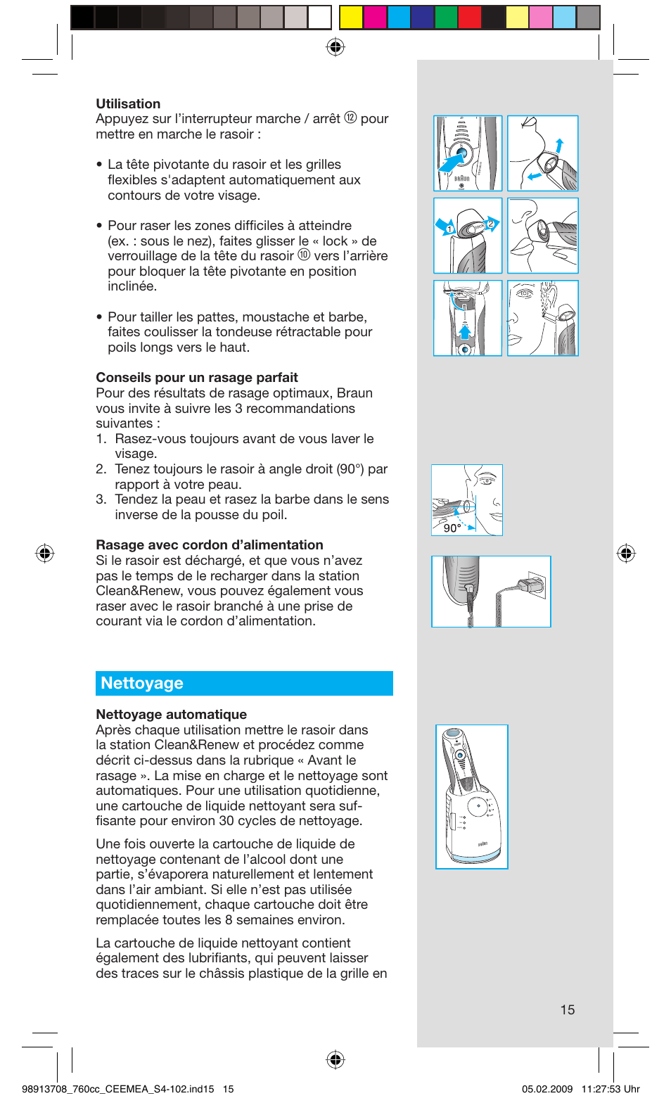 Nettoyage, Rese t | Braun 760cc Series 7 User Manual | Page 15 / 101