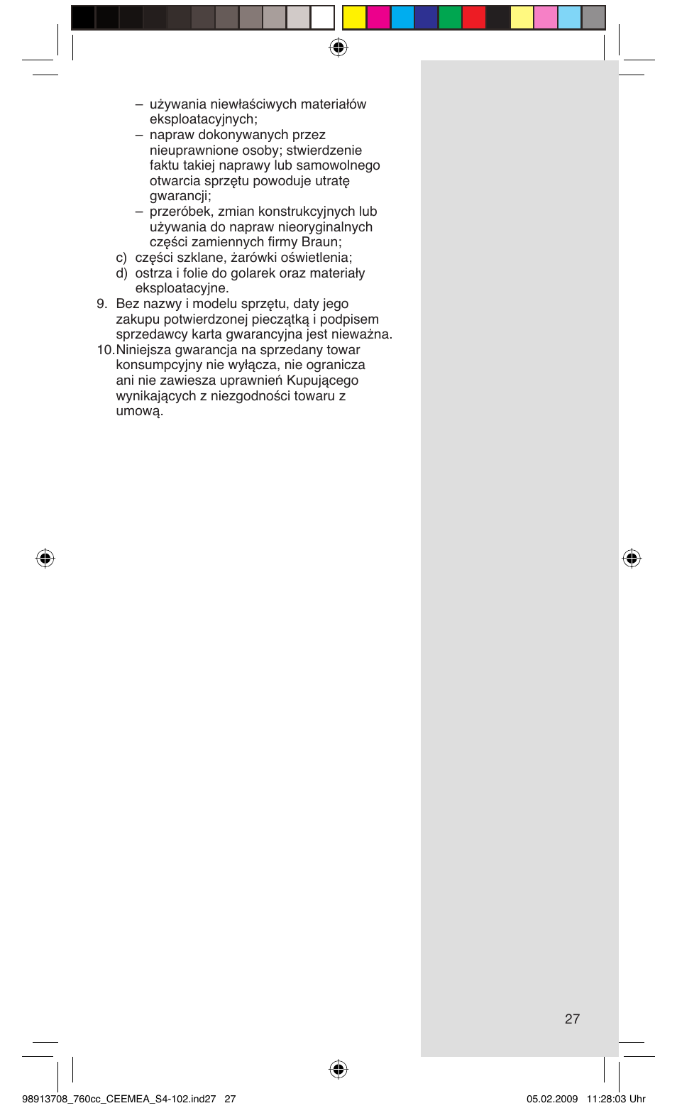 Braun 760cc Series 7 User Manual | Page 27 / 101