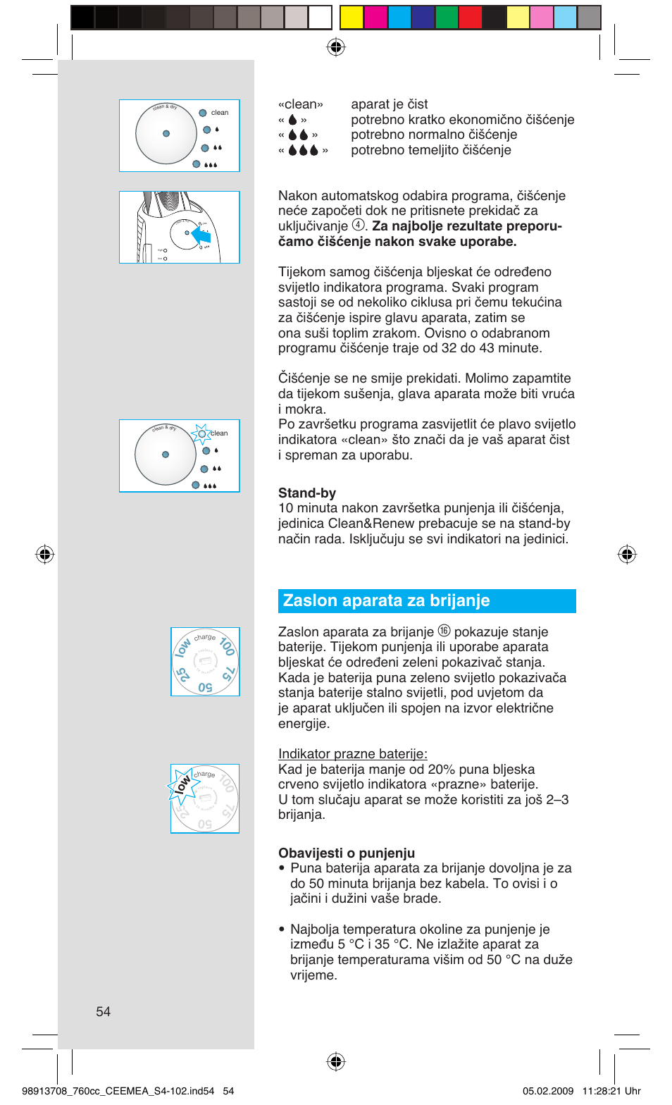 Zaslon aparata za brijanje | Braun 760cc Series 7 User Manual | Page 54 / 101