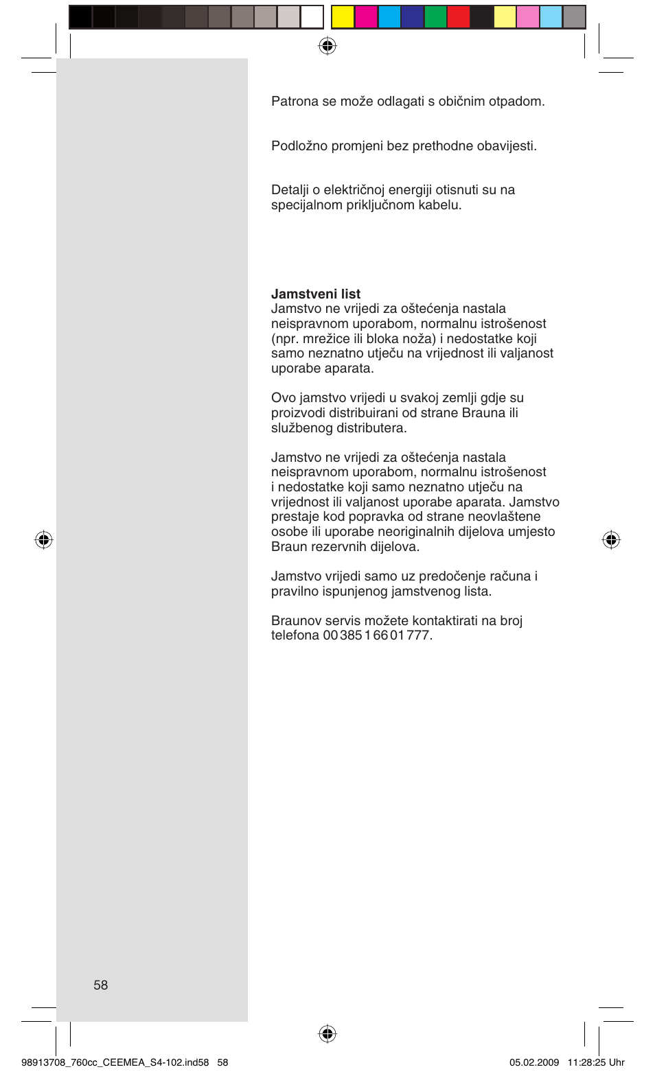 Braun 760cc Series 7 User Manual | Page 58 / 101