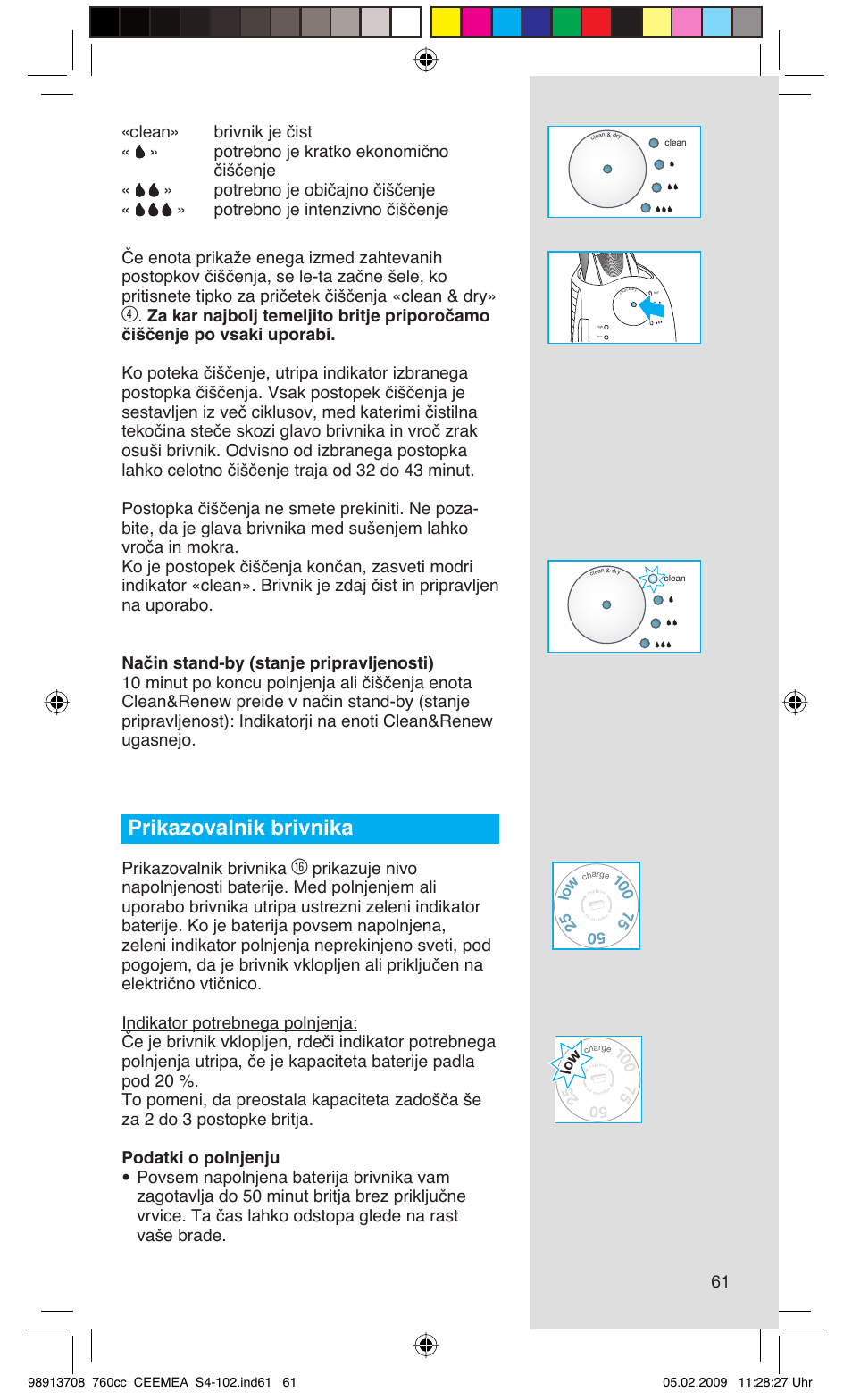 Prikazovalnik brivnika | Braun 760cc Series 7 User Manual | Page 61 / 101