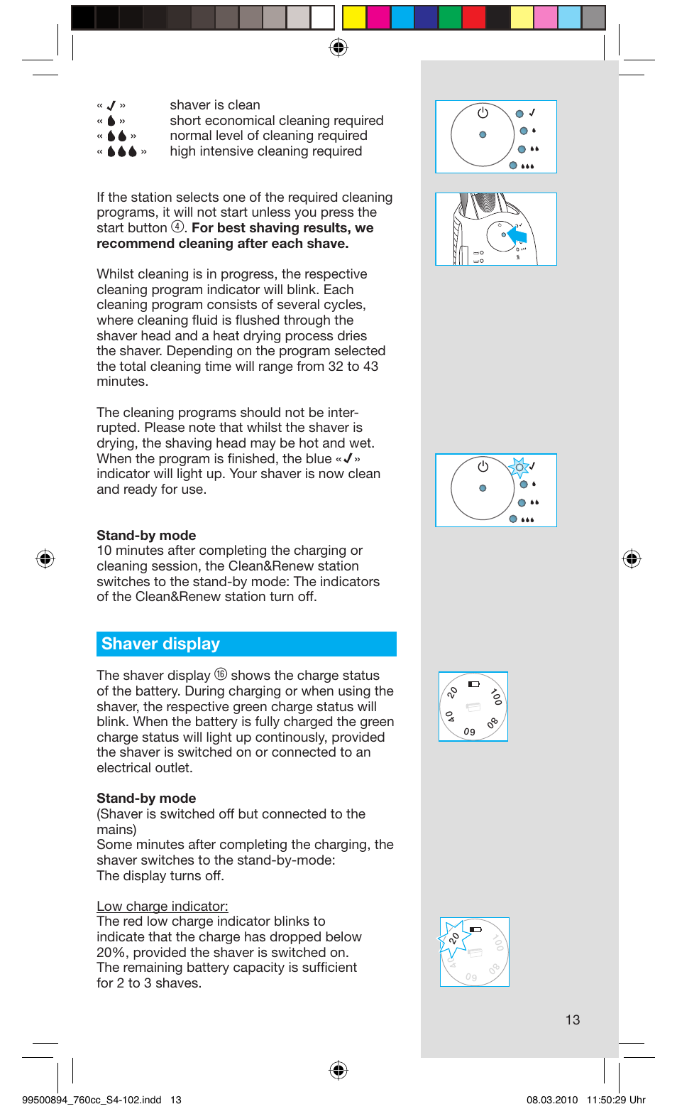 Shaver display, The shaver display | Braun 760cc-4  Series 7 User Manual | Page 13 / 101
