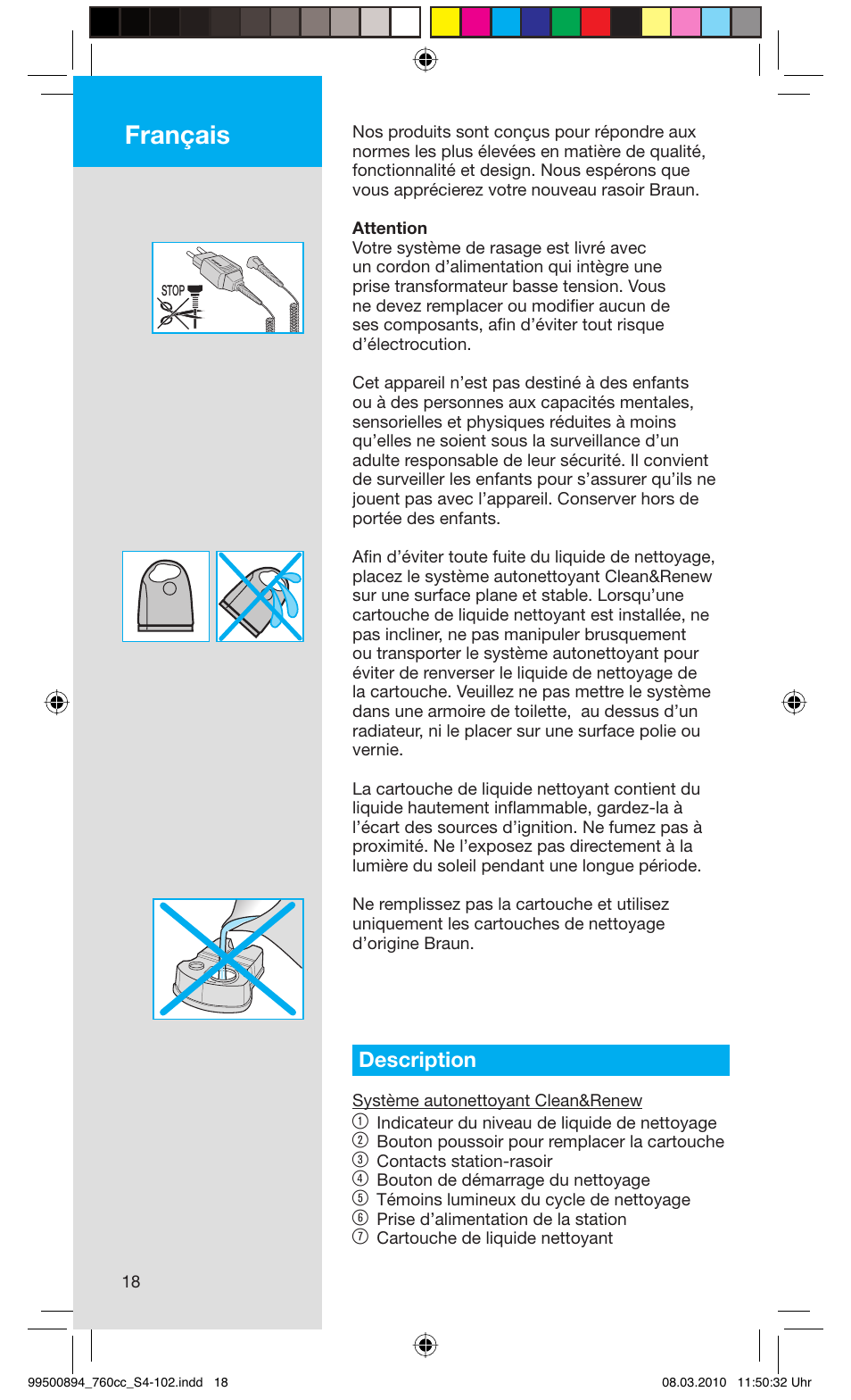 Français, Description | Braun 760cc-4  Series 7 User Manual | Page 18 / 101