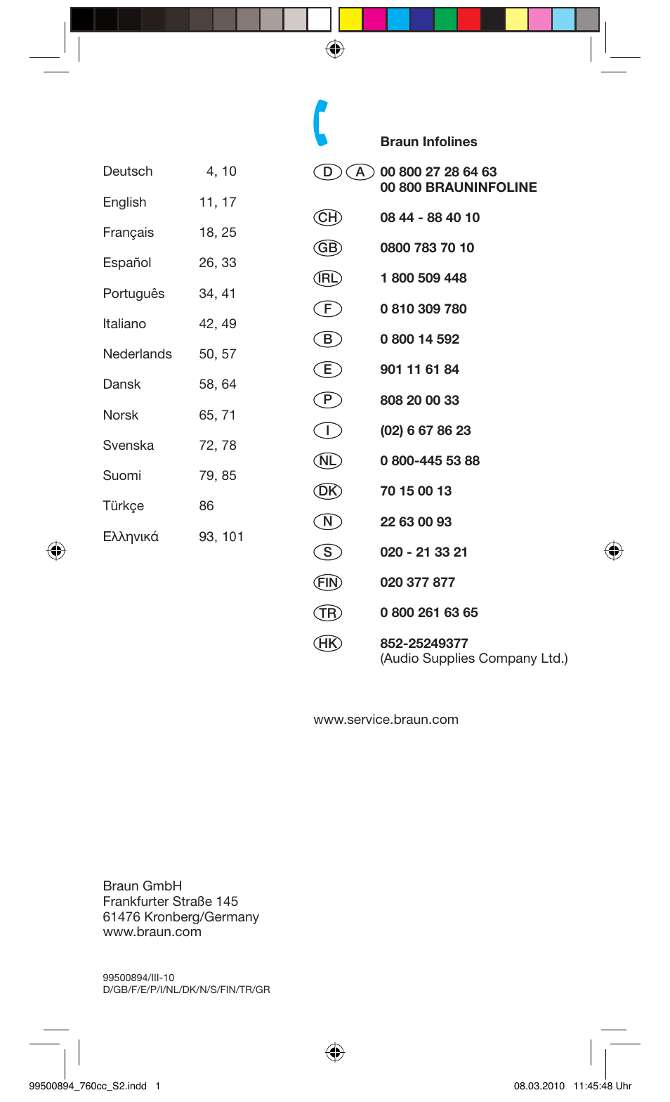 Braun 760cc-4  Series 7 User Manual | Page 2 / 101