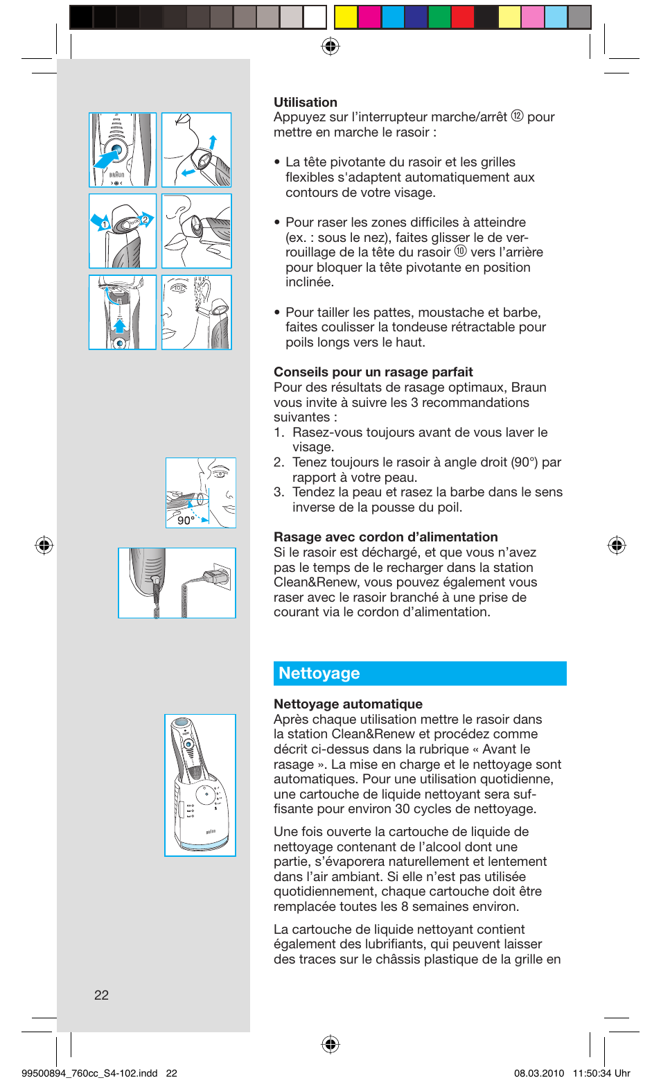 Nettoyage | Braun 760cc-4  Series 7 User Manual | Page 22 / 101