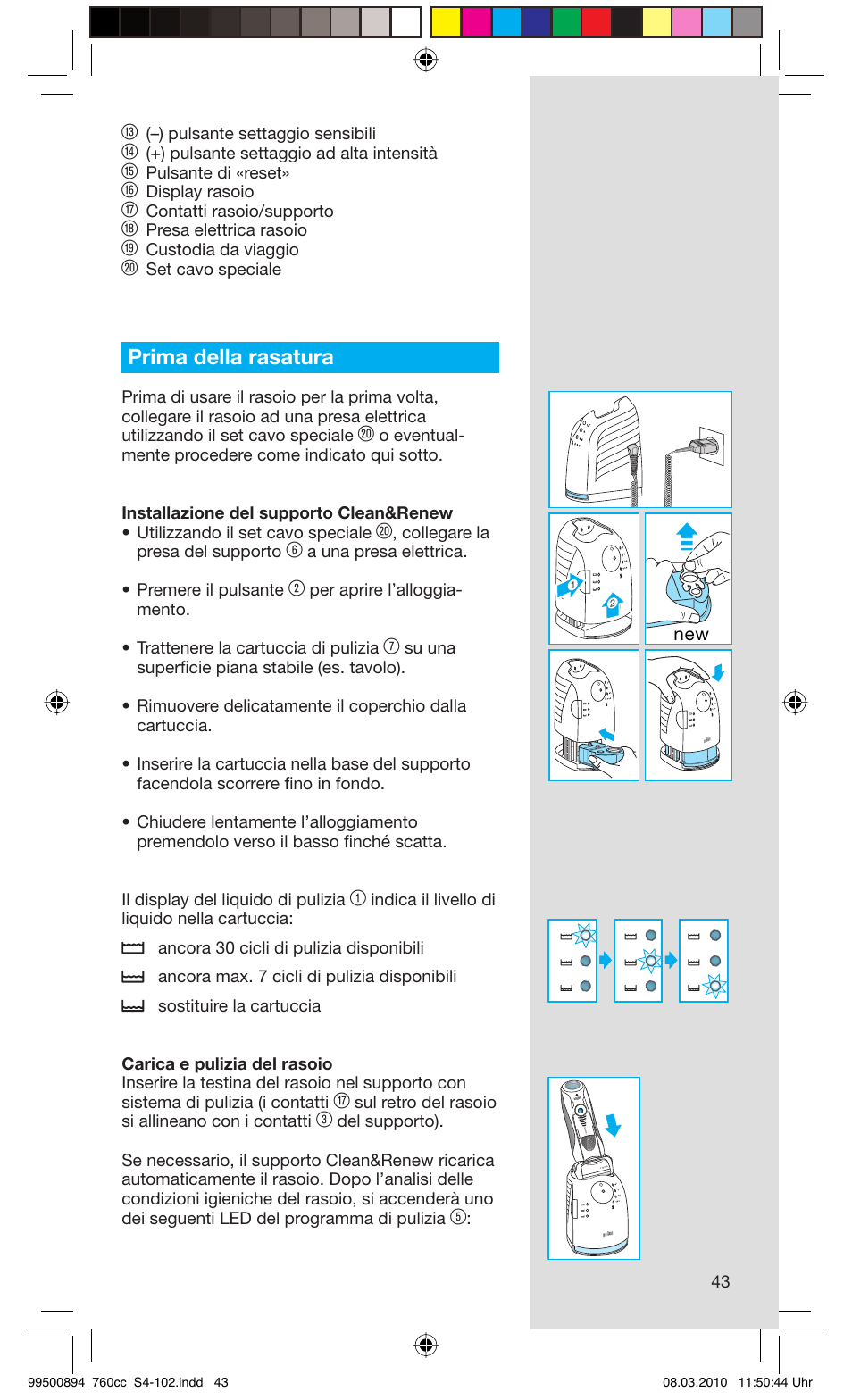 Prima della rasatura | Braun 760cc-4  Series 7 User Manual | Page 43 / 101