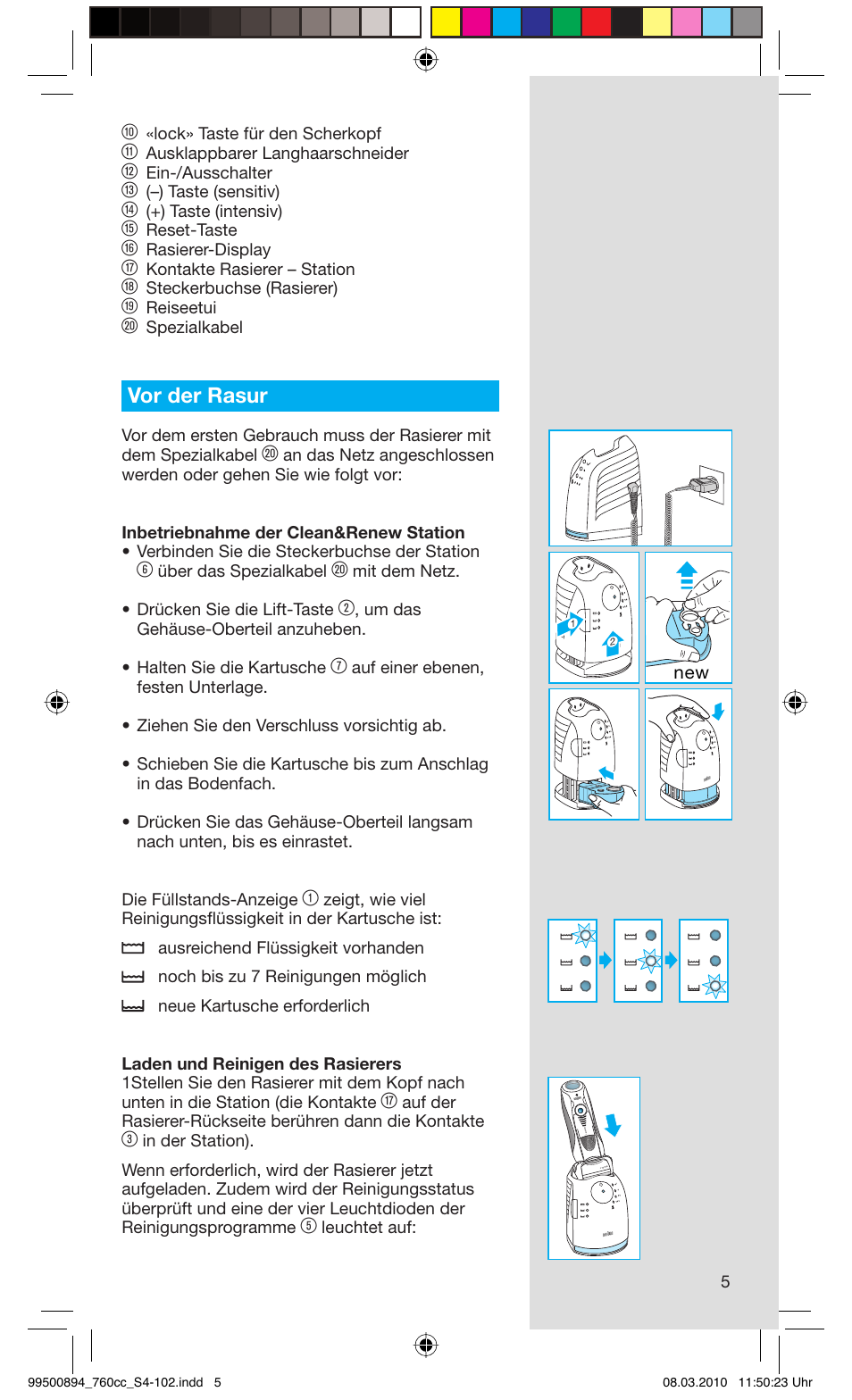 Vor der rasur | Braun 760cc-4  Series 7 User Manual | Page 5 / 101