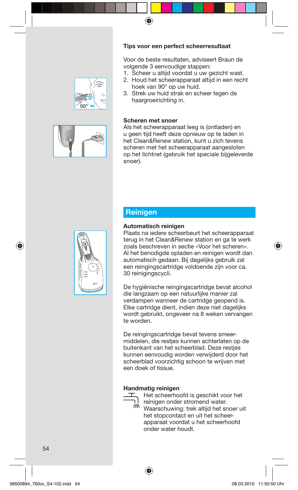 Reinigen | Braun 760cc-4  Series 7 User Manual | Page 54 / 101