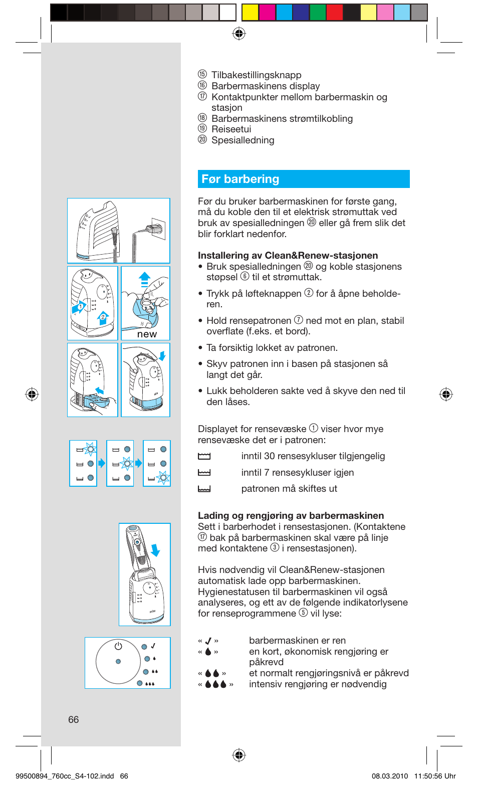 Før barbering | Braun 760cc-4  Series 7 User Manual | Page 66 / 101