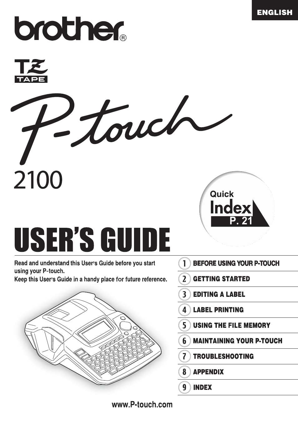 Brother PT-2100 User Manual | 79 pages