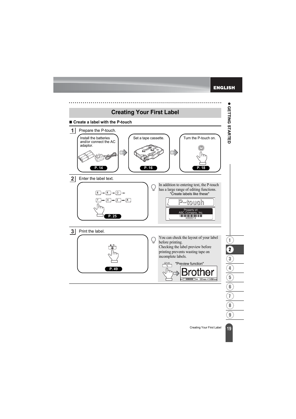 Creating your first label | Brother PT-2100 User Manual | Page 21 / 79