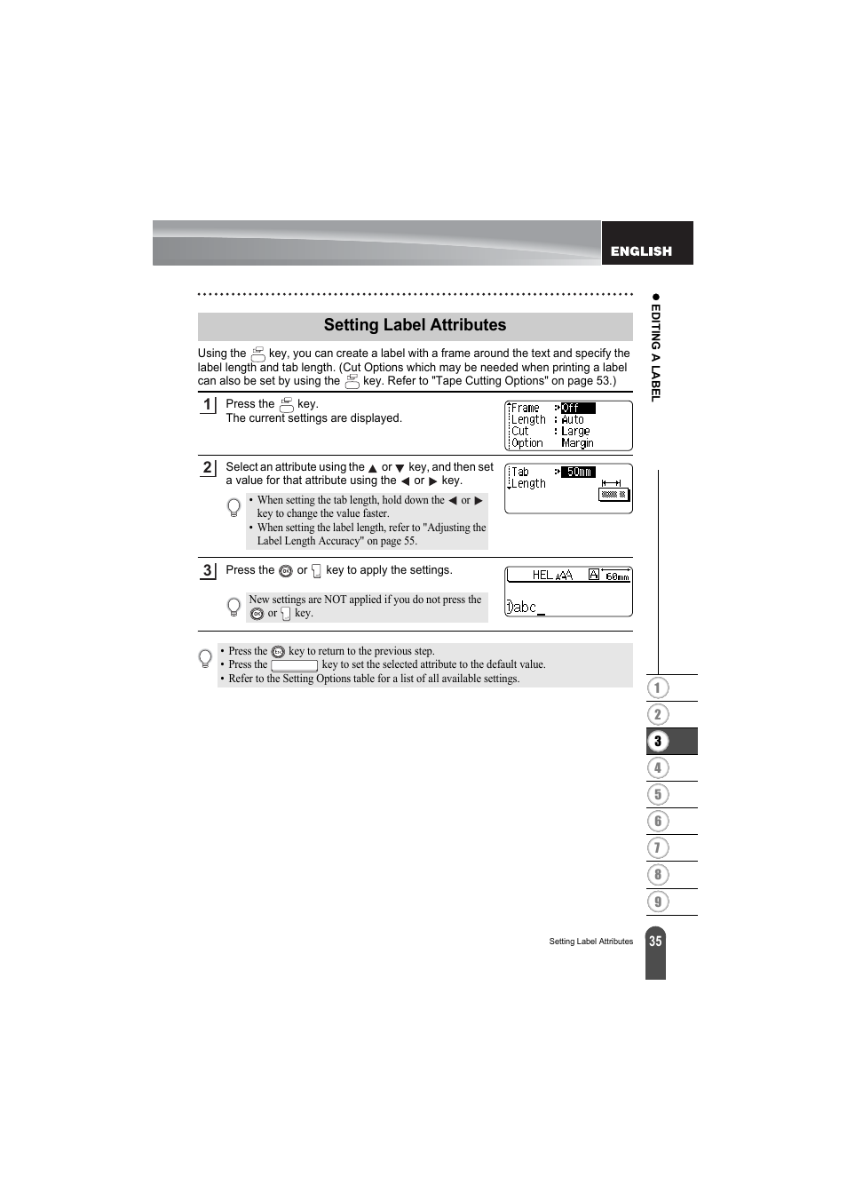 Setting label attributes | Brother PT-2100 User Manual | Page 37 / 79