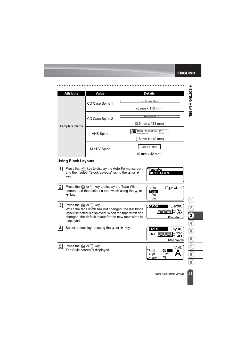 Using block layouts | Brother PT-2100 User Manual | Page 43 / 79