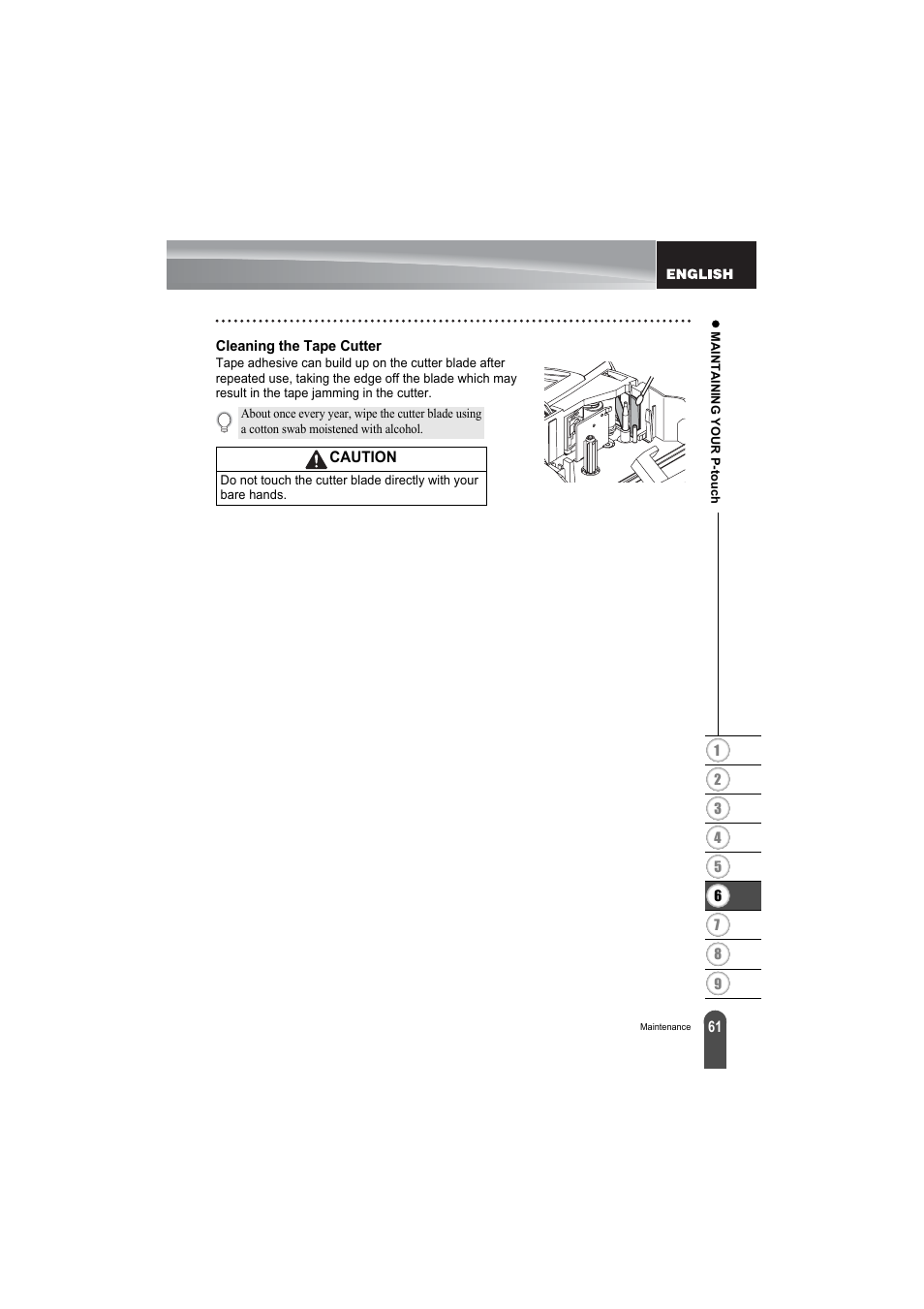 Cleaning the tape cutter | Brother PT-2100 User Manual | Page 63 / 79