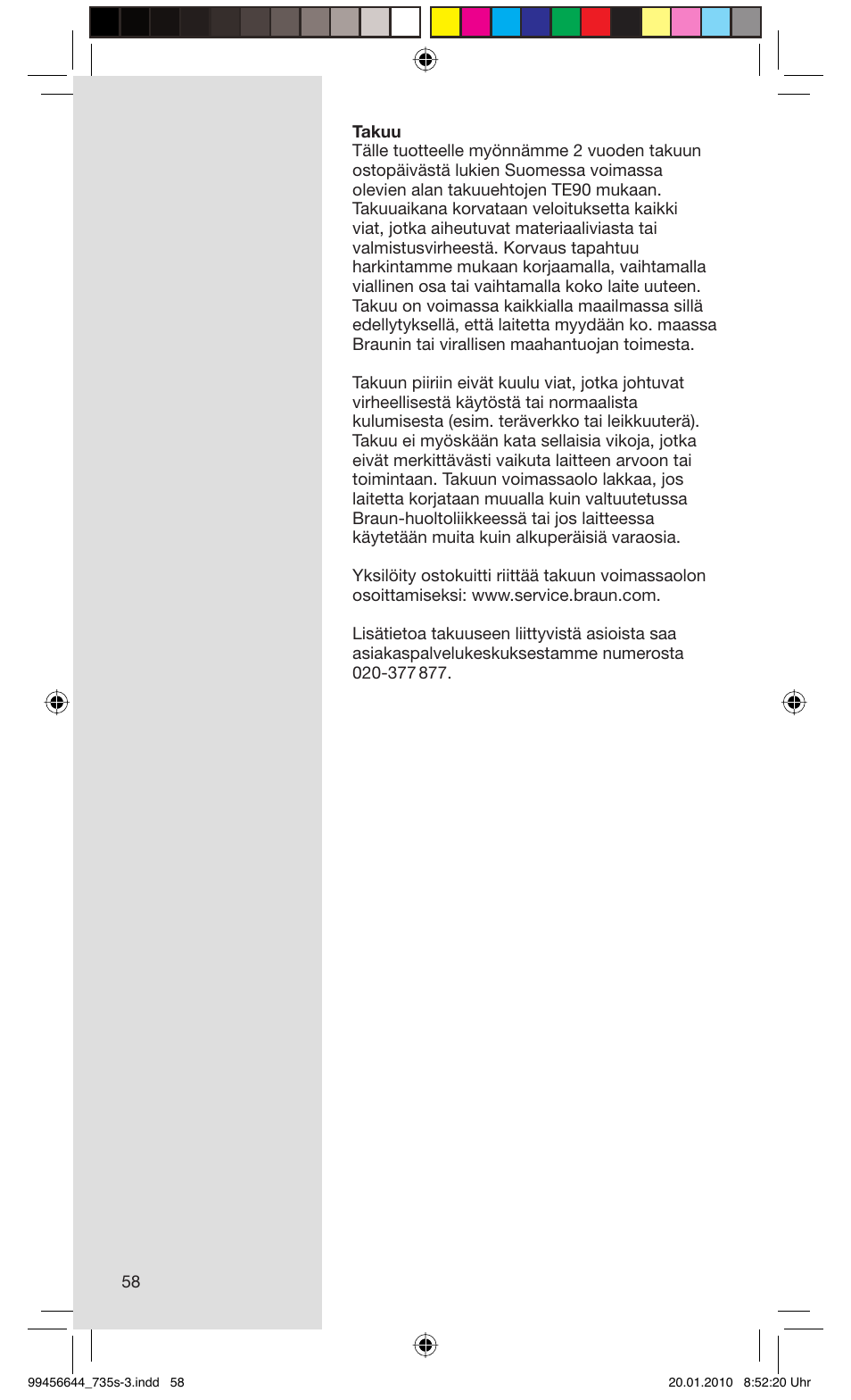 Braun 735s-3 Series 7 User Manual | Page 58 / 68