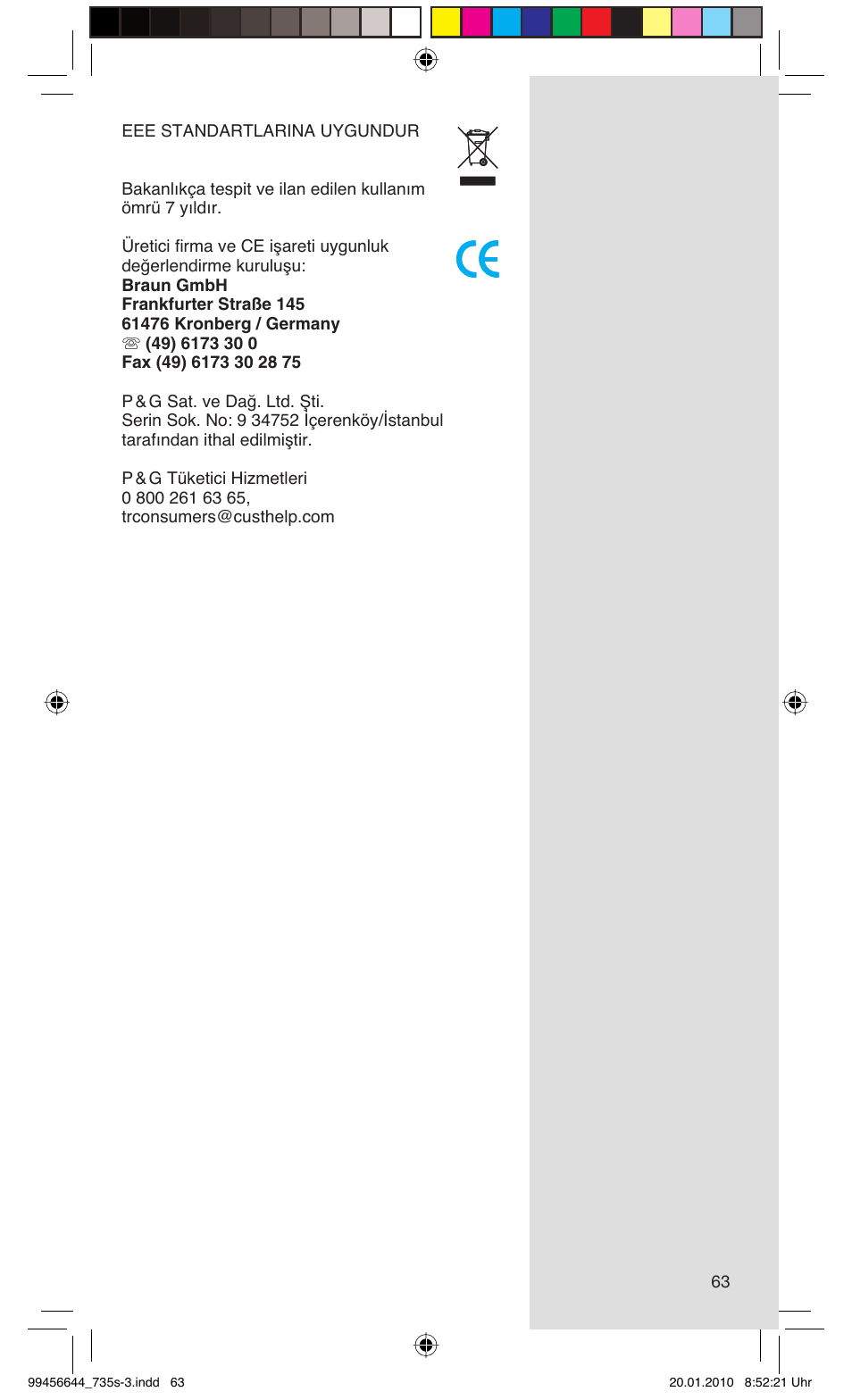 Braun 735s-3 Series 7 User Manual | Page 63 / 68