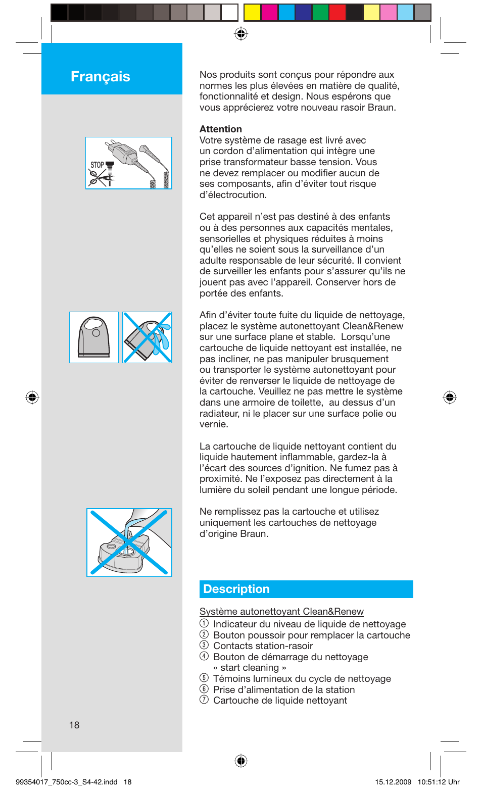 Français, Description | Braun 750cc-3 Series 7 User Manual | Page 18 / 40