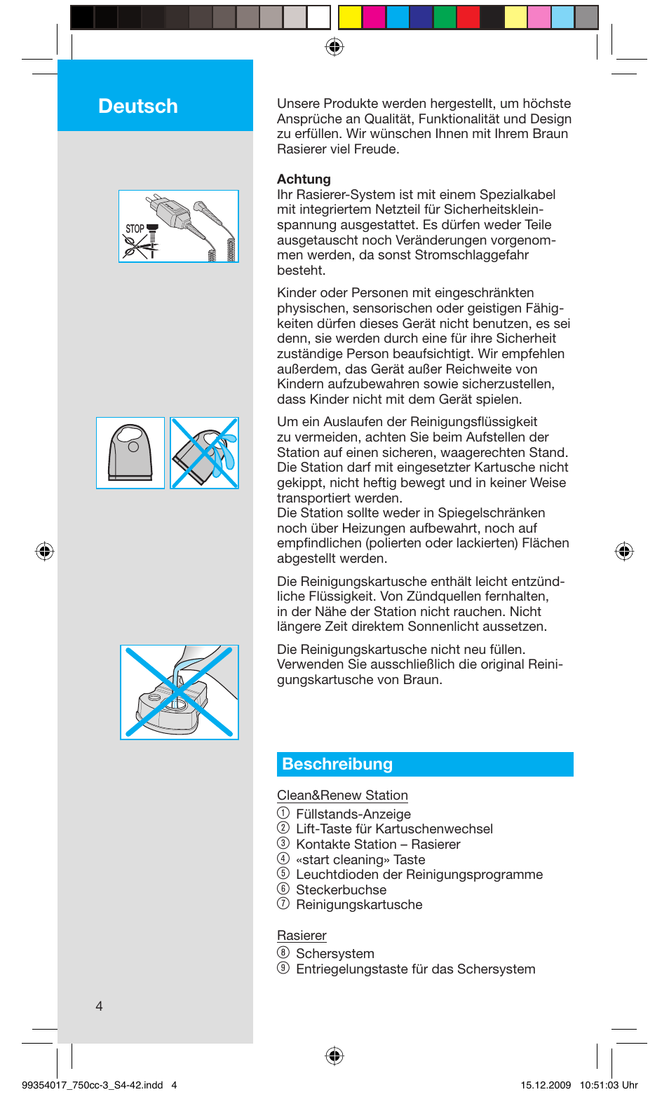 Deutsch, Beschreibung | Braun 750cc-3 Series 7 User Manual | Page 4 / 40
