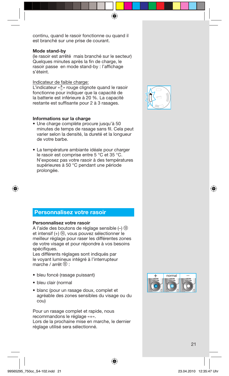 Personnalisez votre rasoir | Braun 750cc-4 Series 7 User Manual | Page 21 / 101