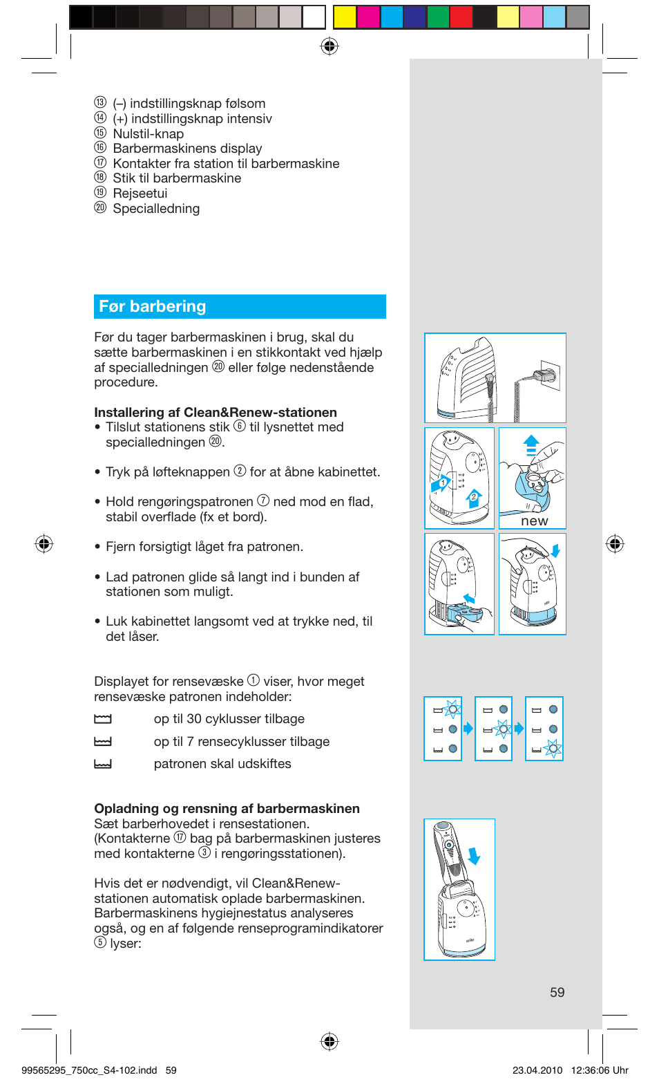 Før barbering | Braun 750cc-4 Series 7 User Manual | Page 59 / 101