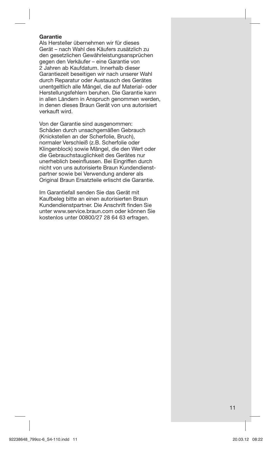 Braun 799cc-6 Wet & Dry, Series 7 User Manual | Page 11 / 107