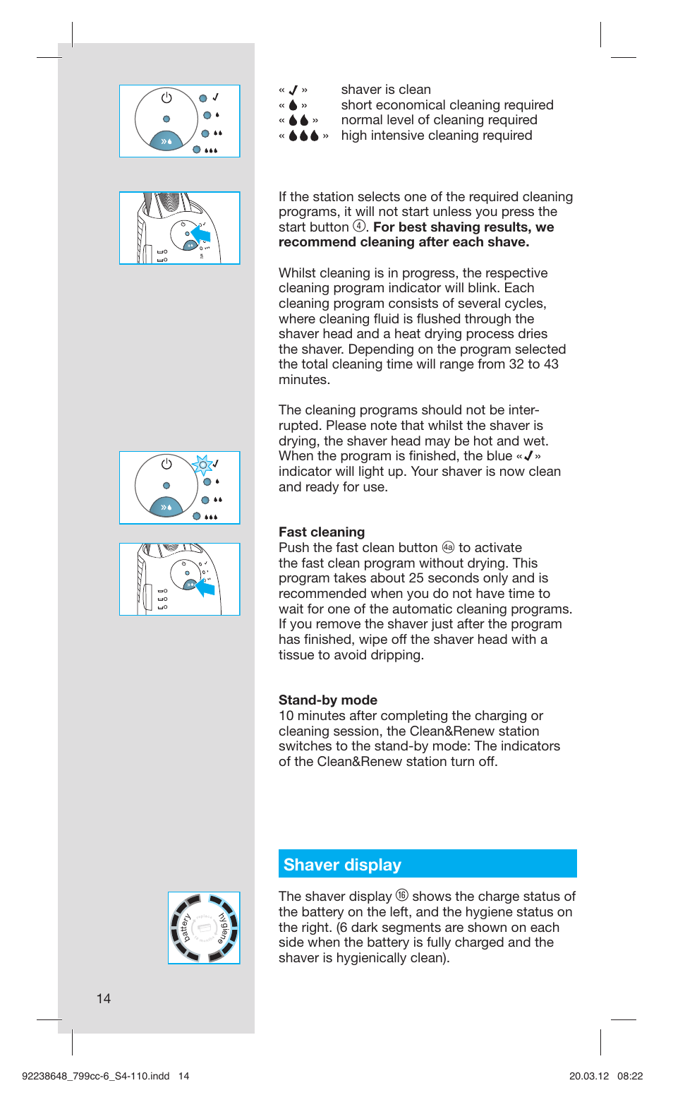 Shaver display | Braun 799cc-6 Wet & Dry, Series 7 User Manual | Page 14 / 107