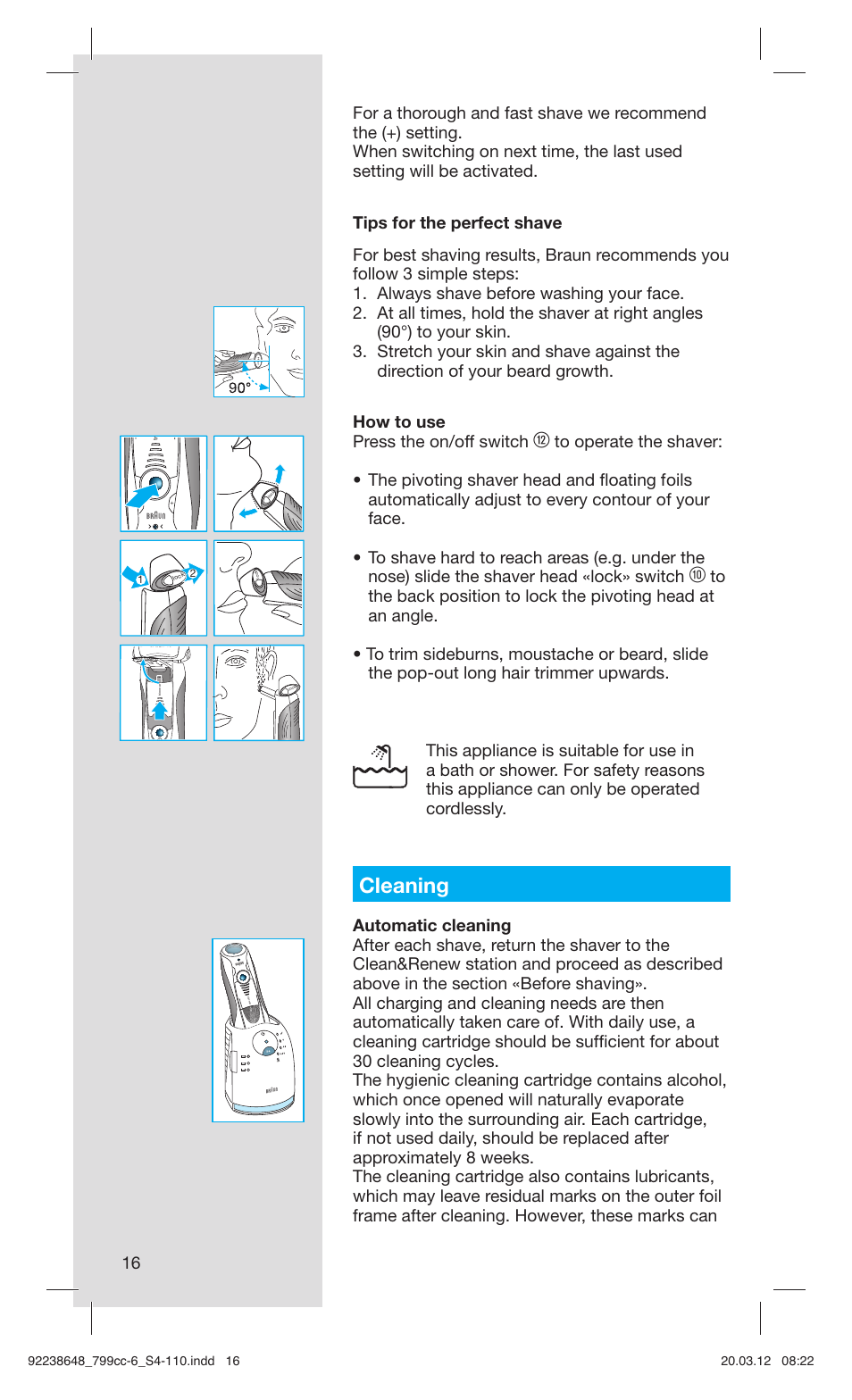 Cleaning | Braun 799cc-6 Wet & Dry, Series 7 User Manual | Page 16 / 107