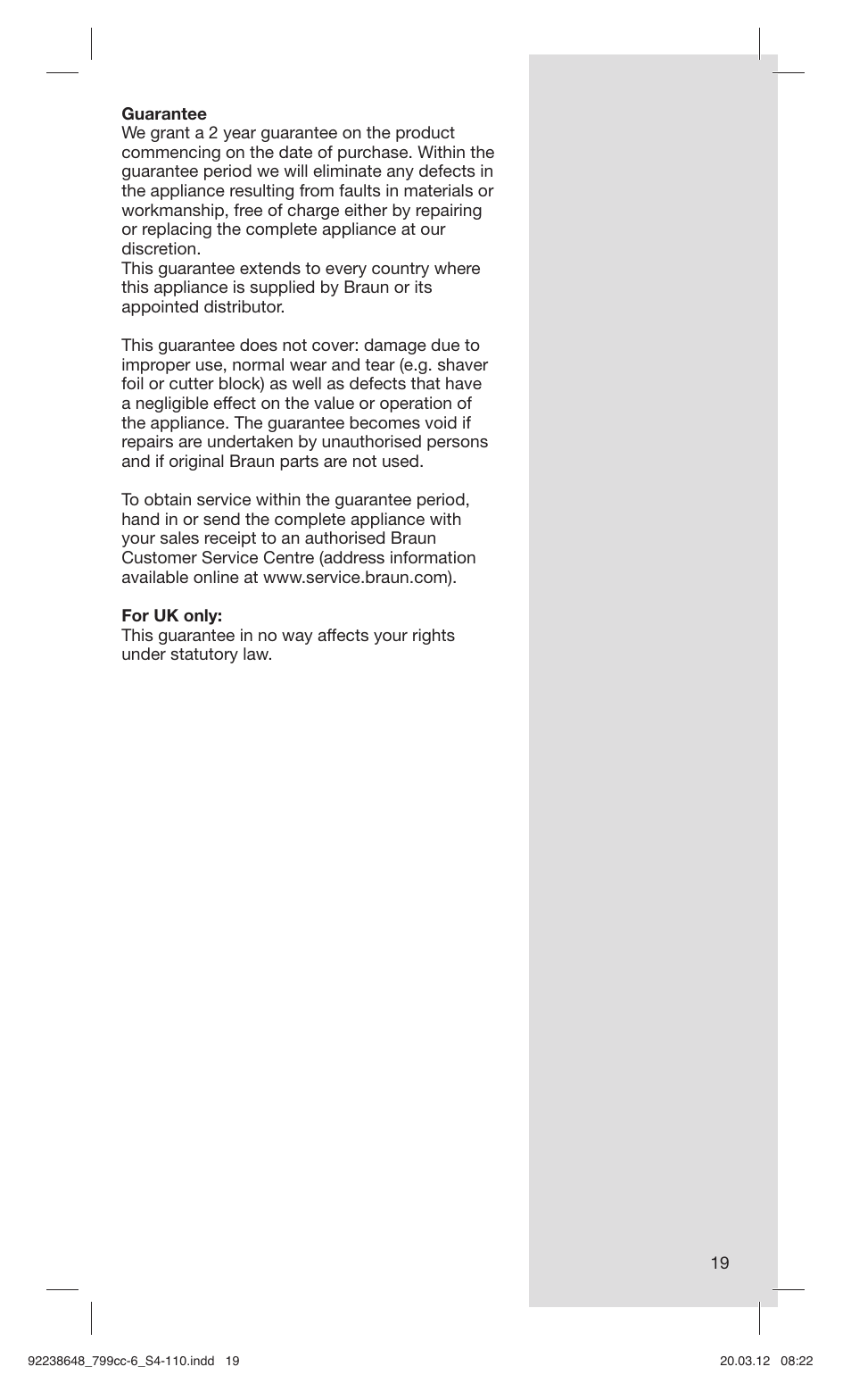 Braun 799cc-6 Wet & Dry, Series 7 User Manual | Page 19 / 107