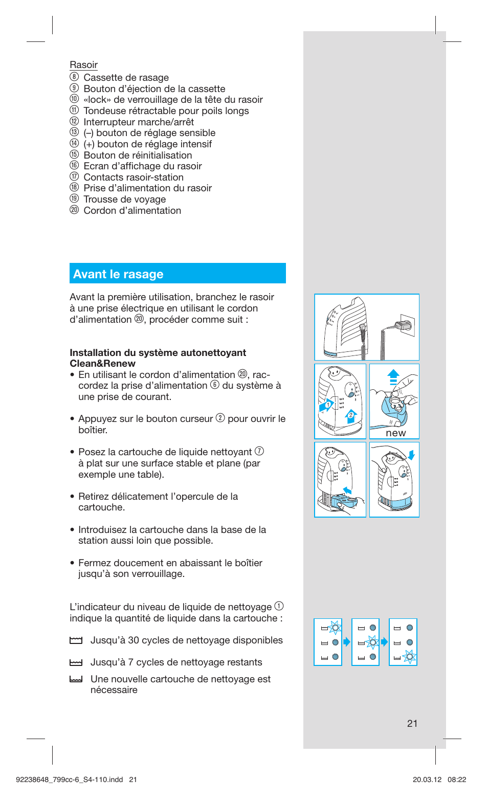 Avant le rasage | Braun 799cc-6 Wet & Dry, Series 7 User Manual | Page 21 / 107