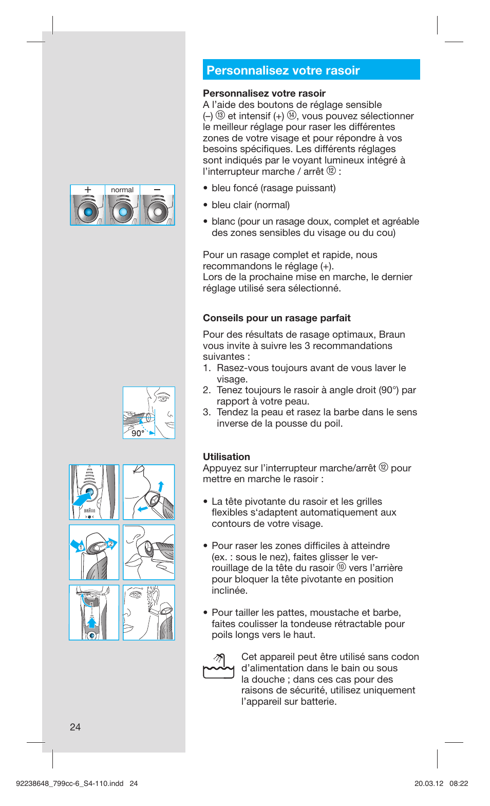 Personnalisez votre rasoir | Braun 799cc-6 Wet & Dry, Series 7 User Manual | Page 24 / 107