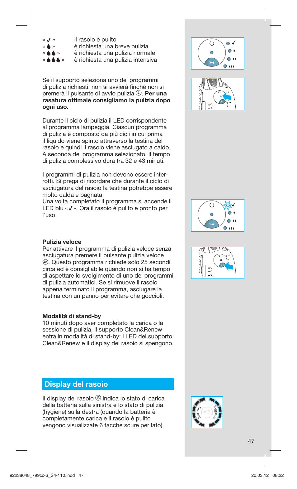 Display del rasoio | Braun 799cc-6 Wet & Dry, Series 7 User Manual | Page 47 / 107