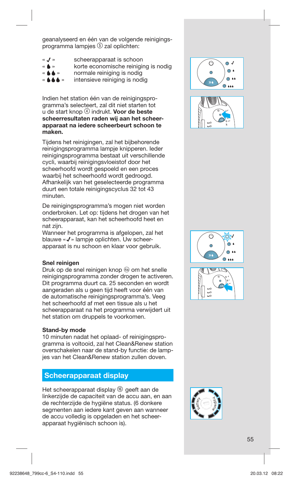 Scheerapparaat display | Braun 799cc-6 Wet & Dry, Series 7 User Manual | Page 55 / 107