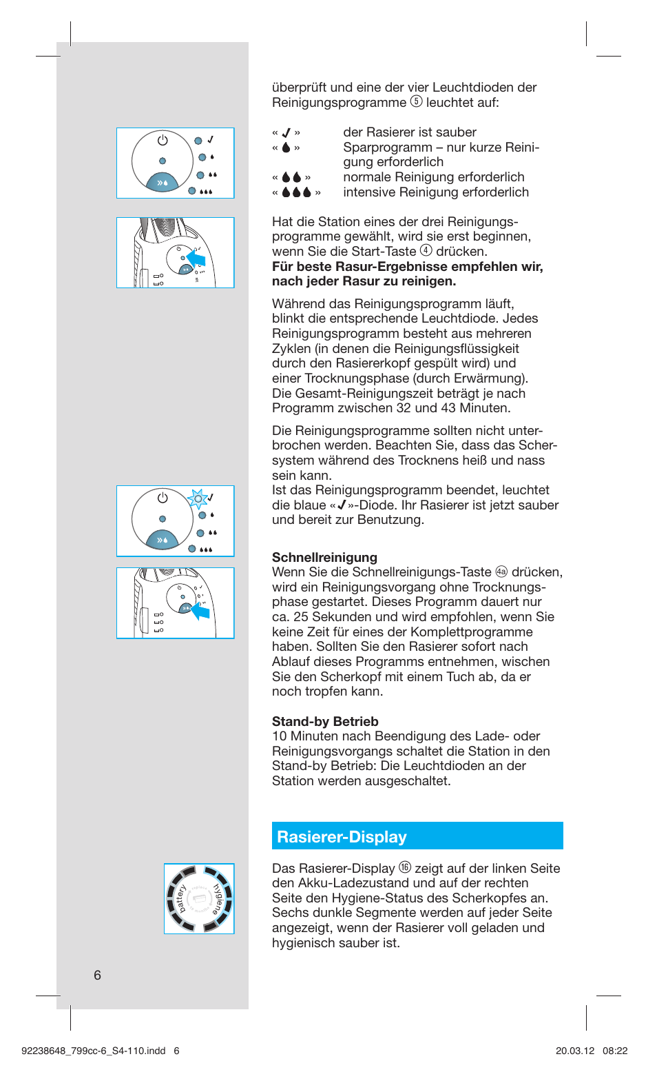 Rasierer-display | Braun 799cc-6 Wet & Dry, Series 7 User Manual | Page 6 / 107