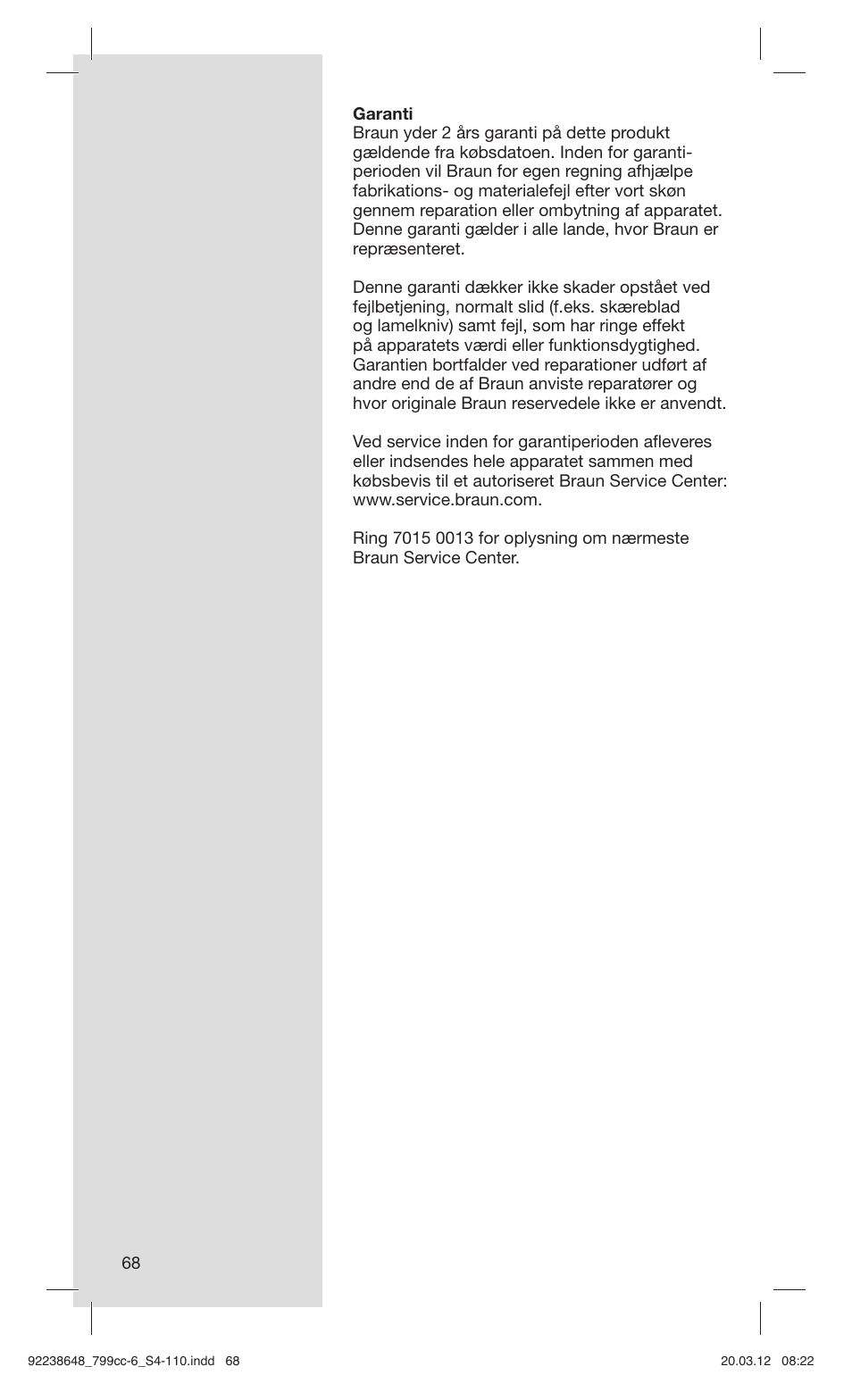 Braun 799cc-6 Wet & Dry, Series 7 User Manual | Page 68 / 107