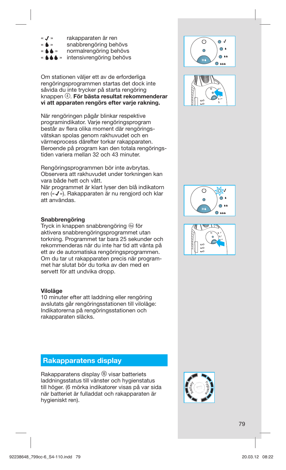Rakapparatens display | Braun 799cc-6 Wet & Dry, Series 7 User Manual | Page 79 / 107