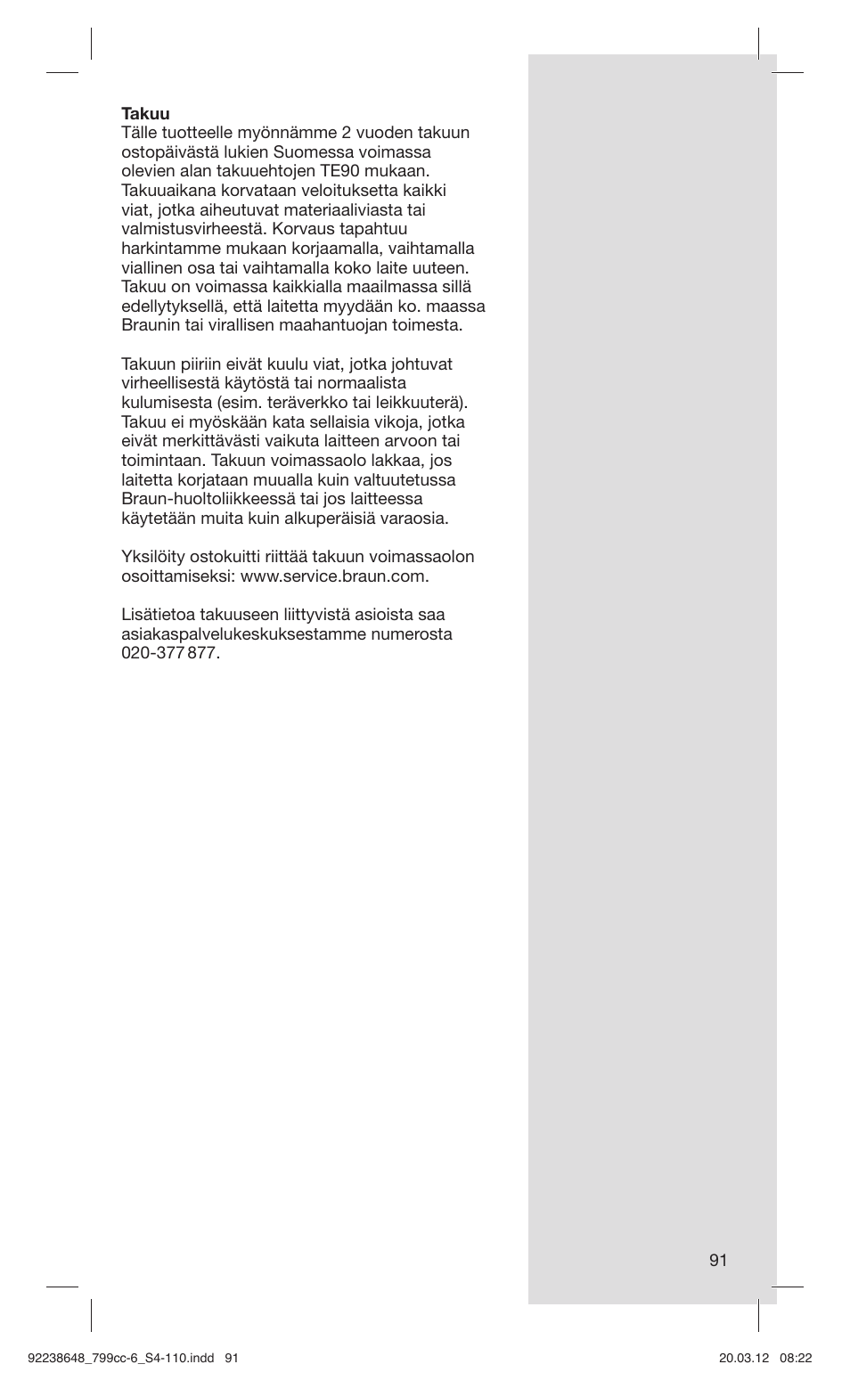 Braun 799cc-6 Wet & Dry, Series 7 User Manual | Page 91 / 107
