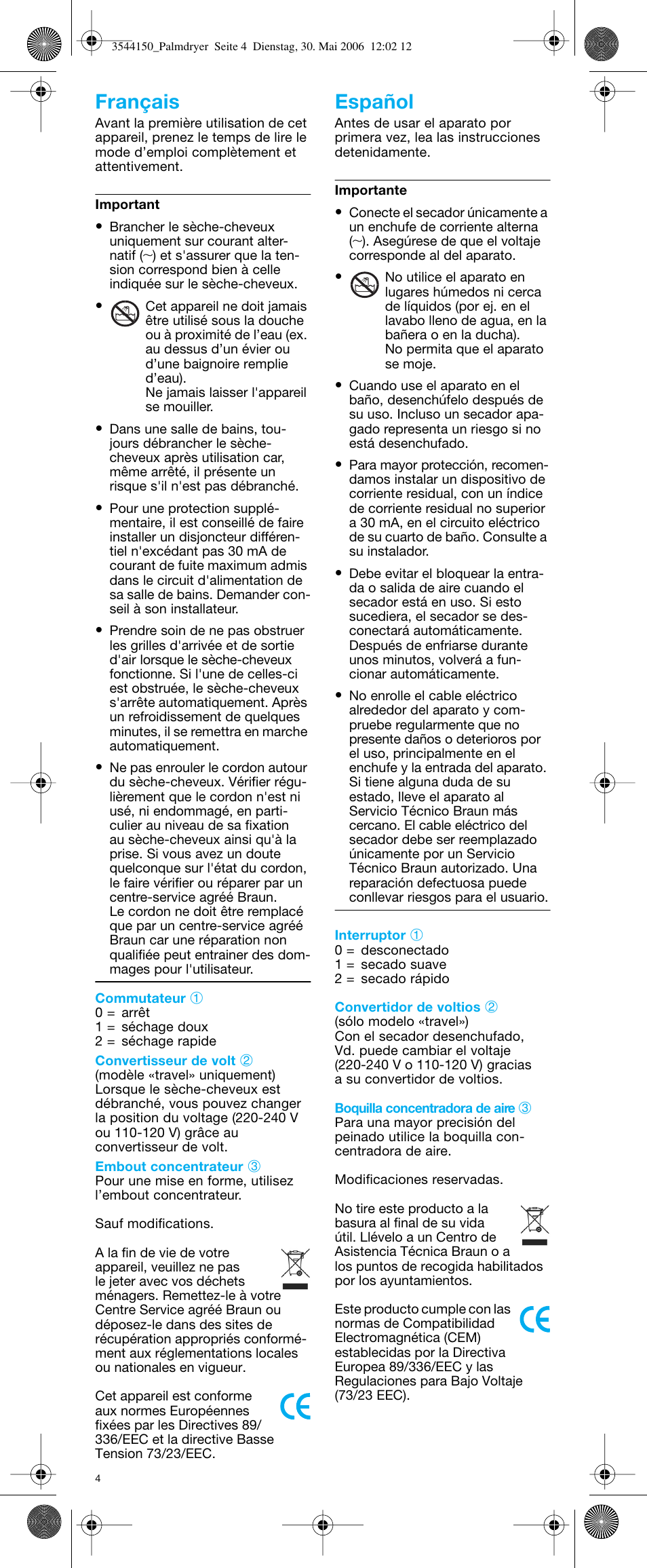 Français español | Braun PD1 e.Go User Manual | Page 4 / 19