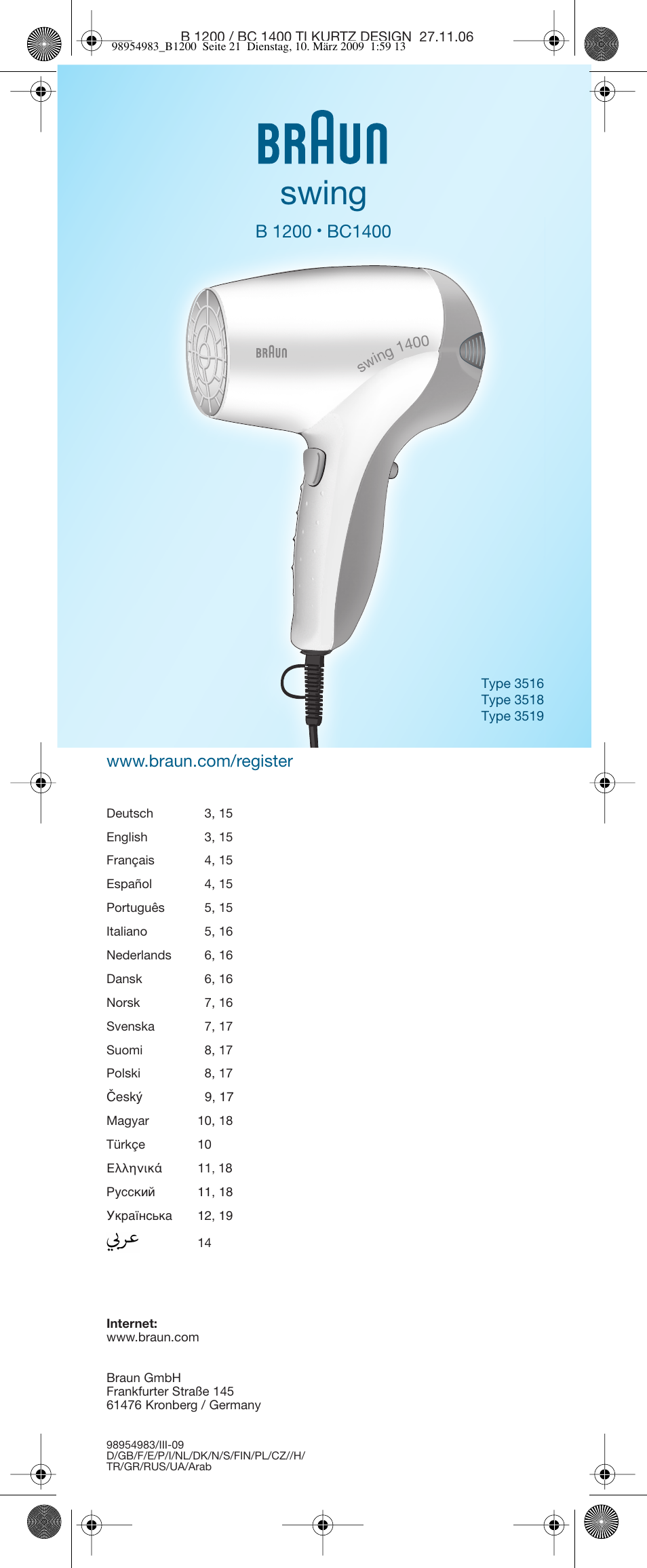 Braun BC1400  EU User Manual | 19 pages