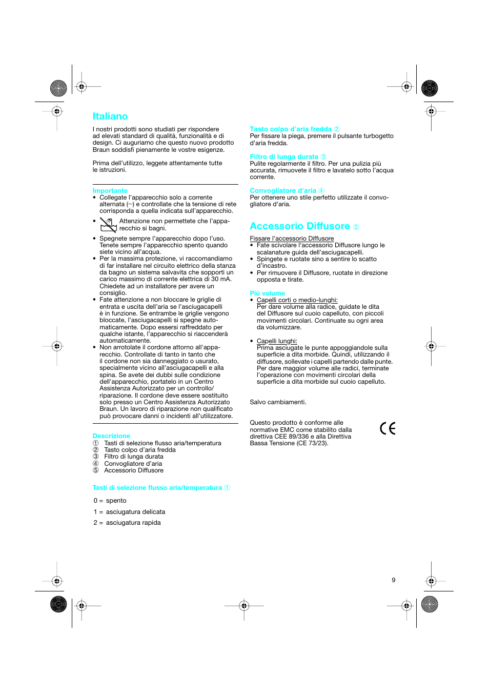 Italiano, Accessorio diffusore | Braun CP1600 création diffusor User Manual | Page 9 / 23