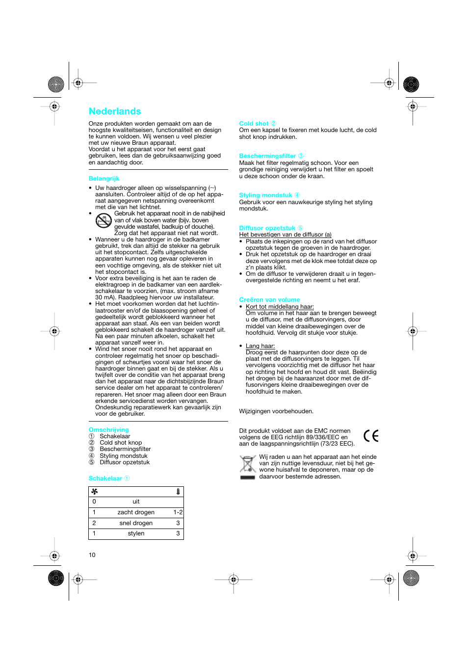 Nederlands | Braun DF creation2 User Manual | Page 10 / 35